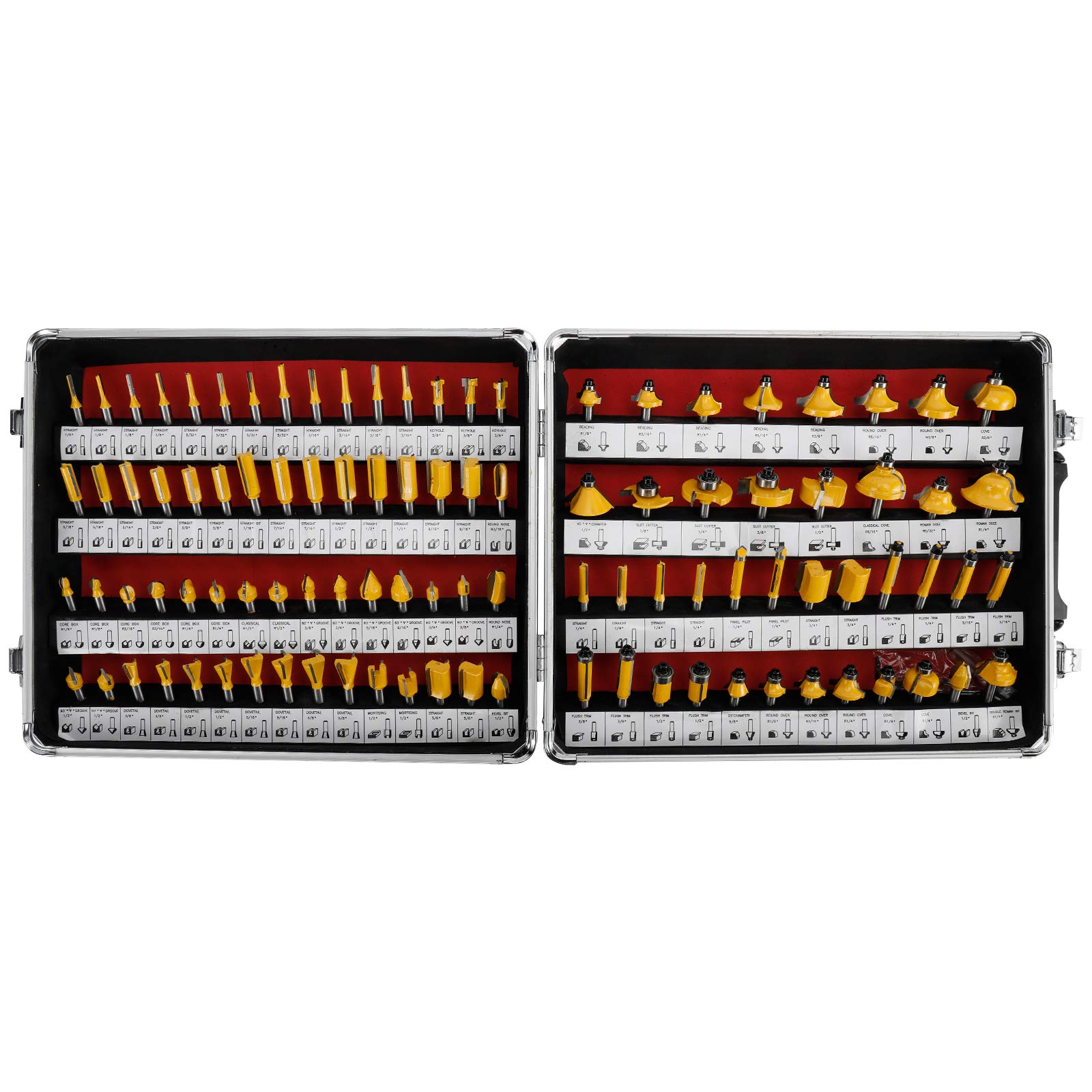 Router Bit Set 1/4 inch Shank 100pcs Tungsten Carbide Router Bits Kit for Professional Woodworking