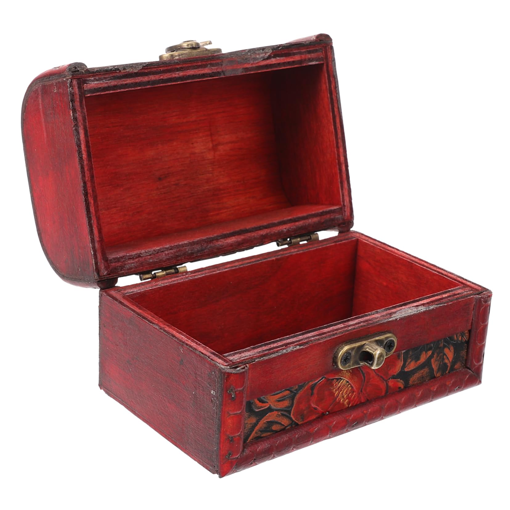 BESPORTBLE Vintage Wooden Treasure Chest Jewelry Box Decorative Keepsake Storage for Jewelry and Sundries Charming Vintage Design and Space-saving