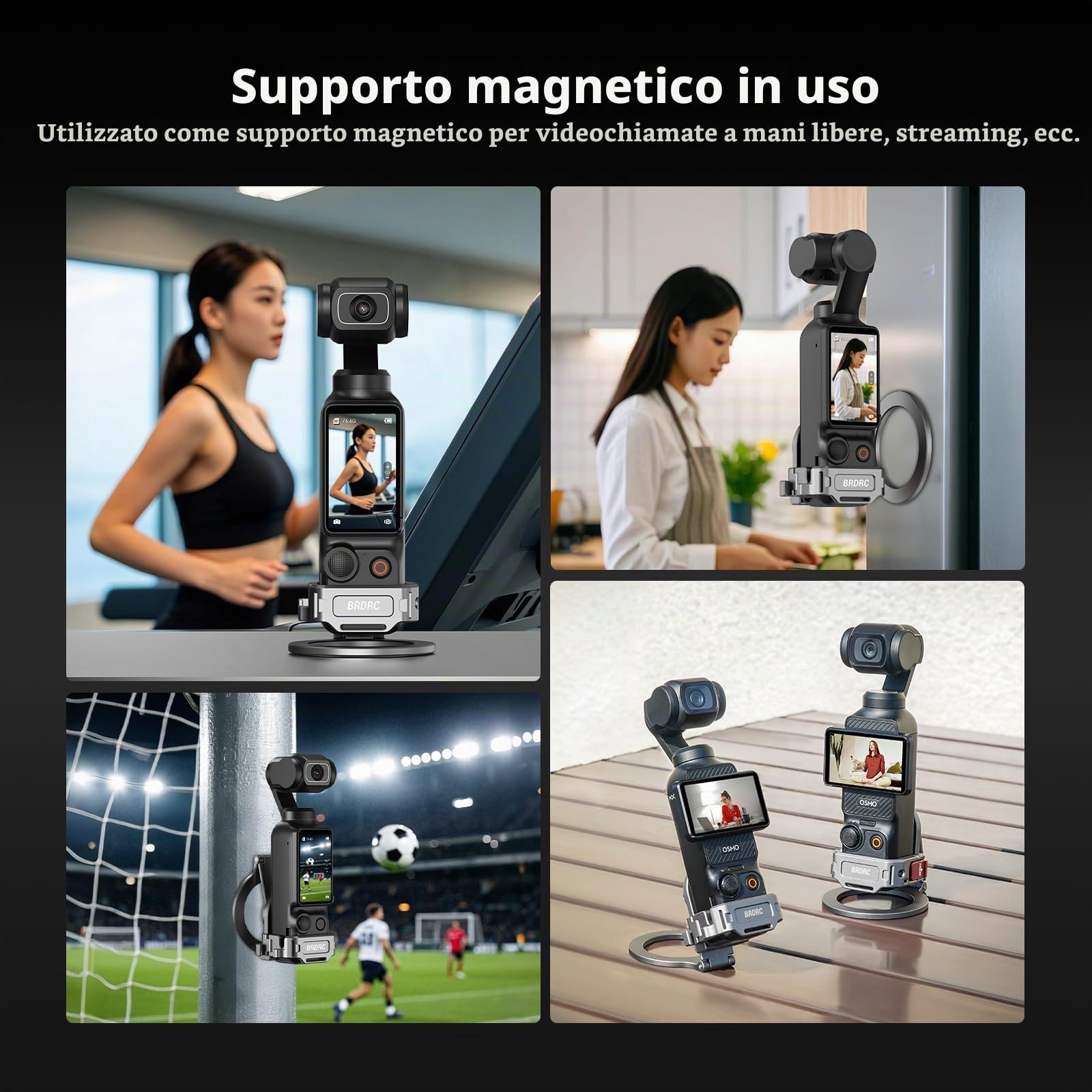 BRDRC Supporto magnetico Pocket 3 4, supporto per telefono, adattatore di espansione magnetica in lega di alluminio con slitta fredda per DJI OSMO Pocket 3 4 Creator Combo accessori