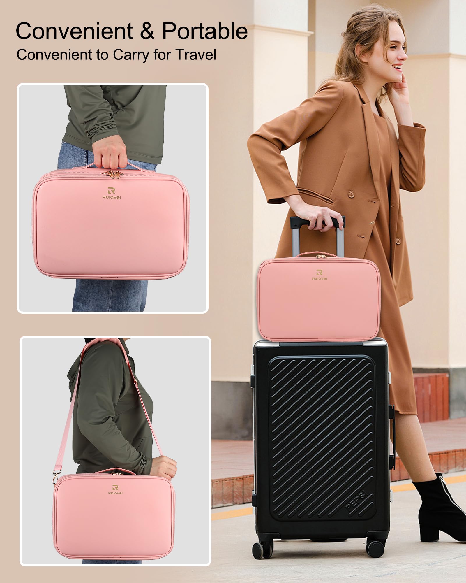 Chomeiu Borsa da viaggio trucco professionale, borsa cosmetica, organizer, borsa per accessori, cassetta degli attrezzi (piccola, nero)