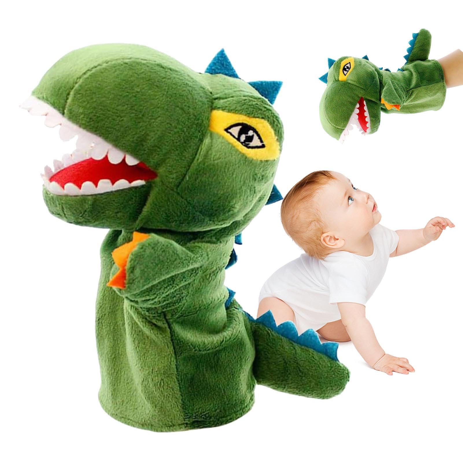 Dinosaurio títere, Marioneta de Dinosaurio - Marionetas de Animales de Peluche,Títeres de Mano para niños, Juguetes de títeres de narración de Cuentos de Felpa, Juguete de títere de Mano Relleno para