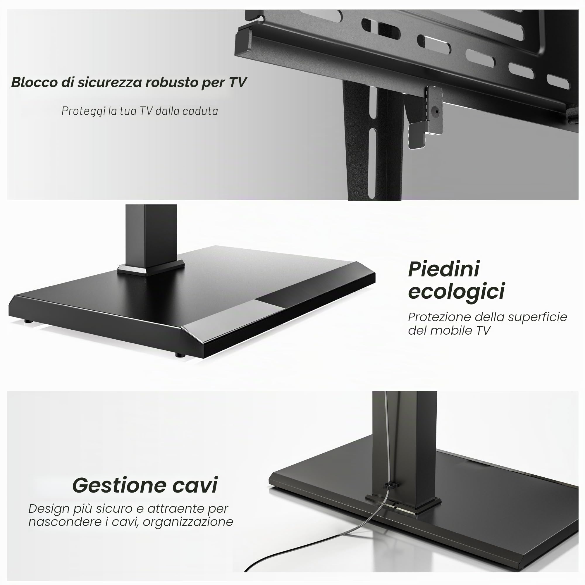 FITUEYES Porta TV da Terra per 32-75 Pollici, Supporto TV da Pavimento con Ferro Base, Girevole Supporto TV Max VESA 600x400m