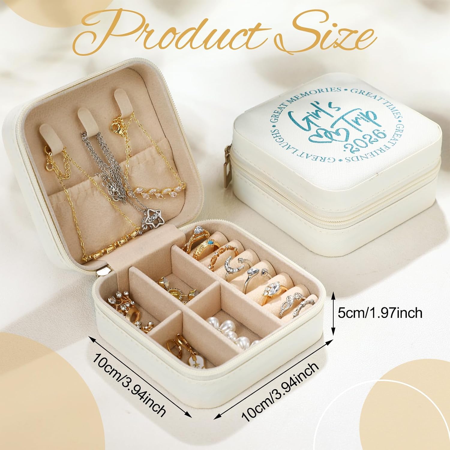 6 Pcs Girls Trip Gifts Favors Jewelry Organizer with Pattern Birthday Gifts for Bestie Women Bride Wedding Anniversary for Mom Wife Weekend 2026 Summer Holiday Travel