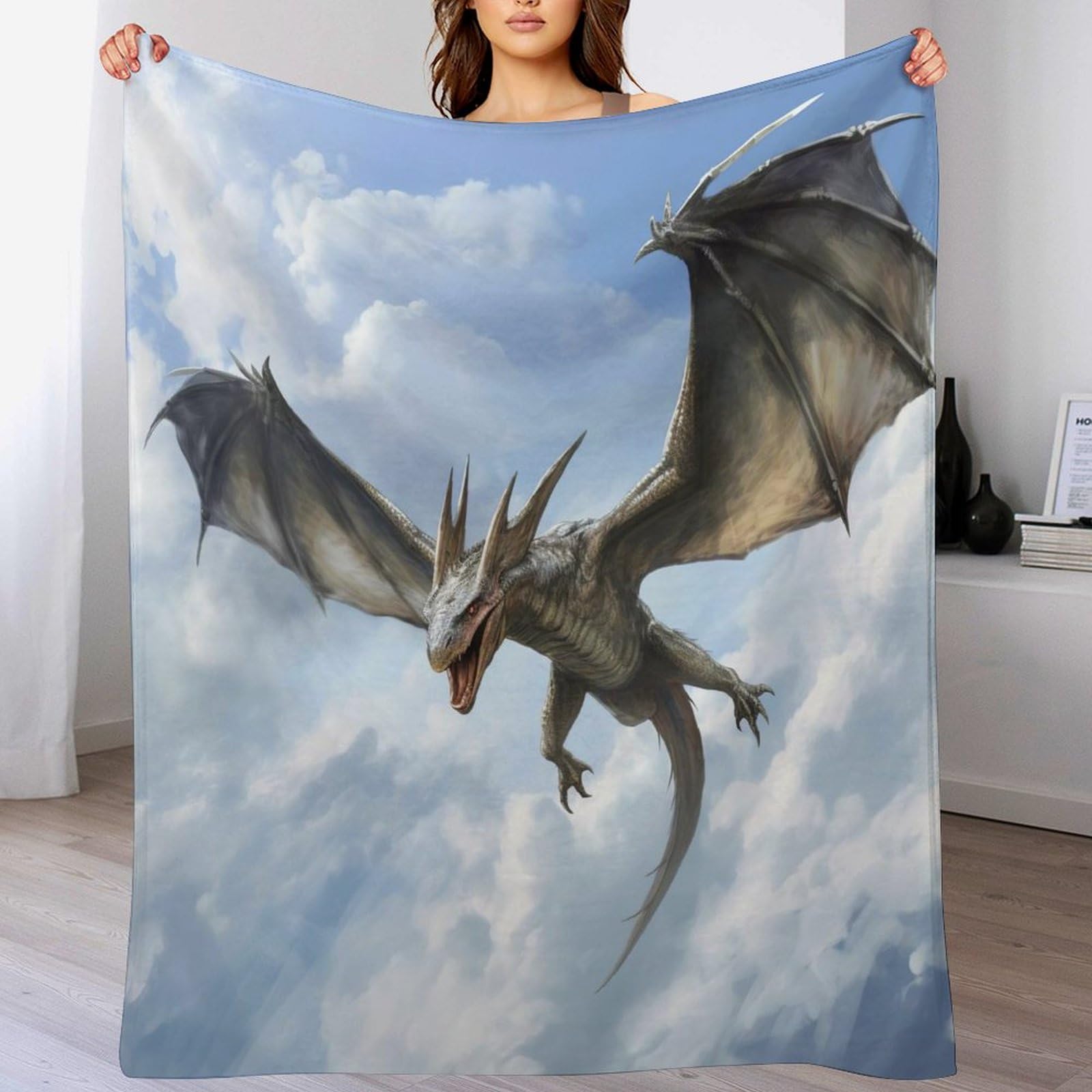 Couverture polaire ptérosaure dinosaure 150x200cm pour lit et canapé en plaid flannel chaud