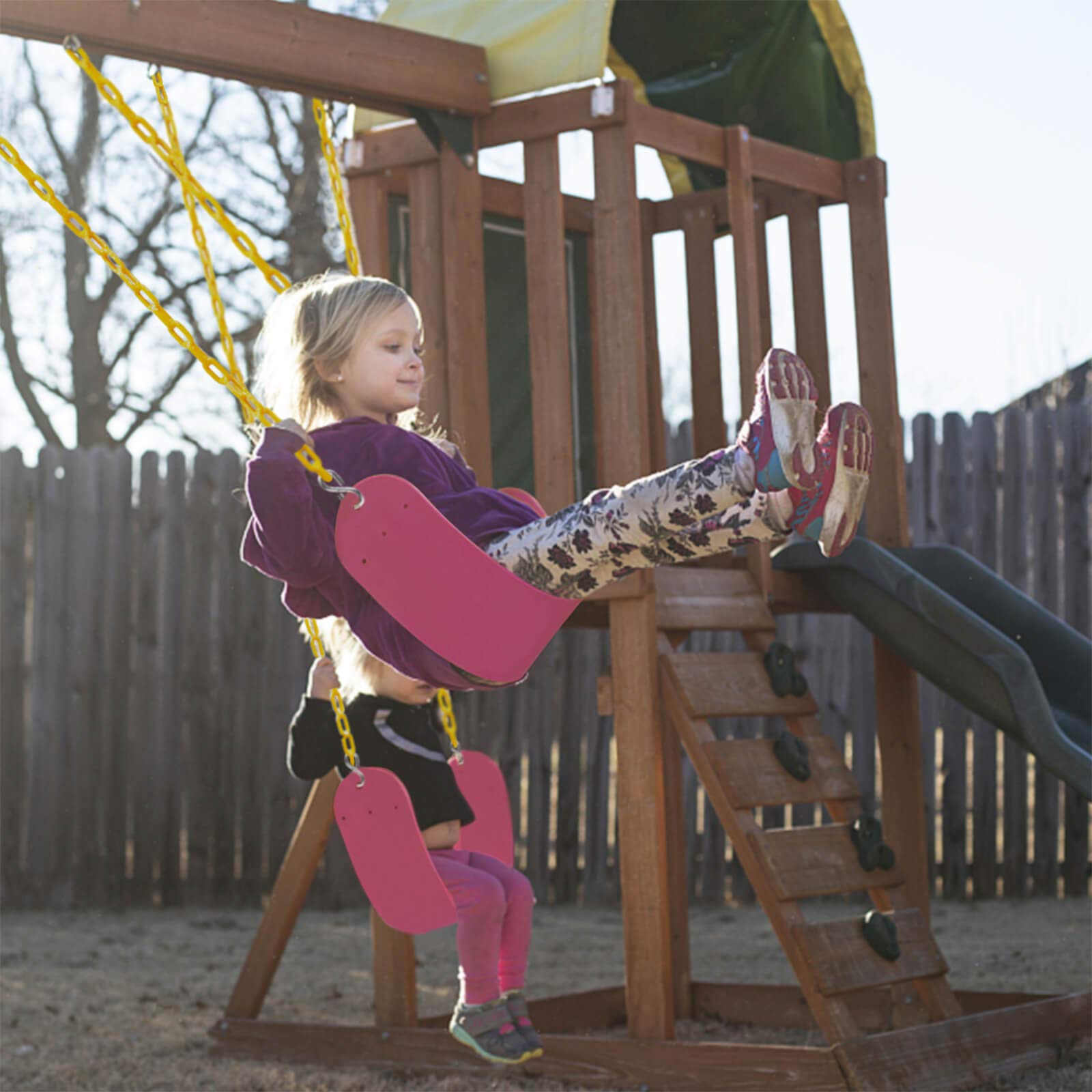 Orgrimmar 2 Pack Swing Seat for Kids Heavy Duty 66� Chain Plastic Coated Outdoor Playground Swing Set Accessories Replacement with Snap Hooks (Pink)