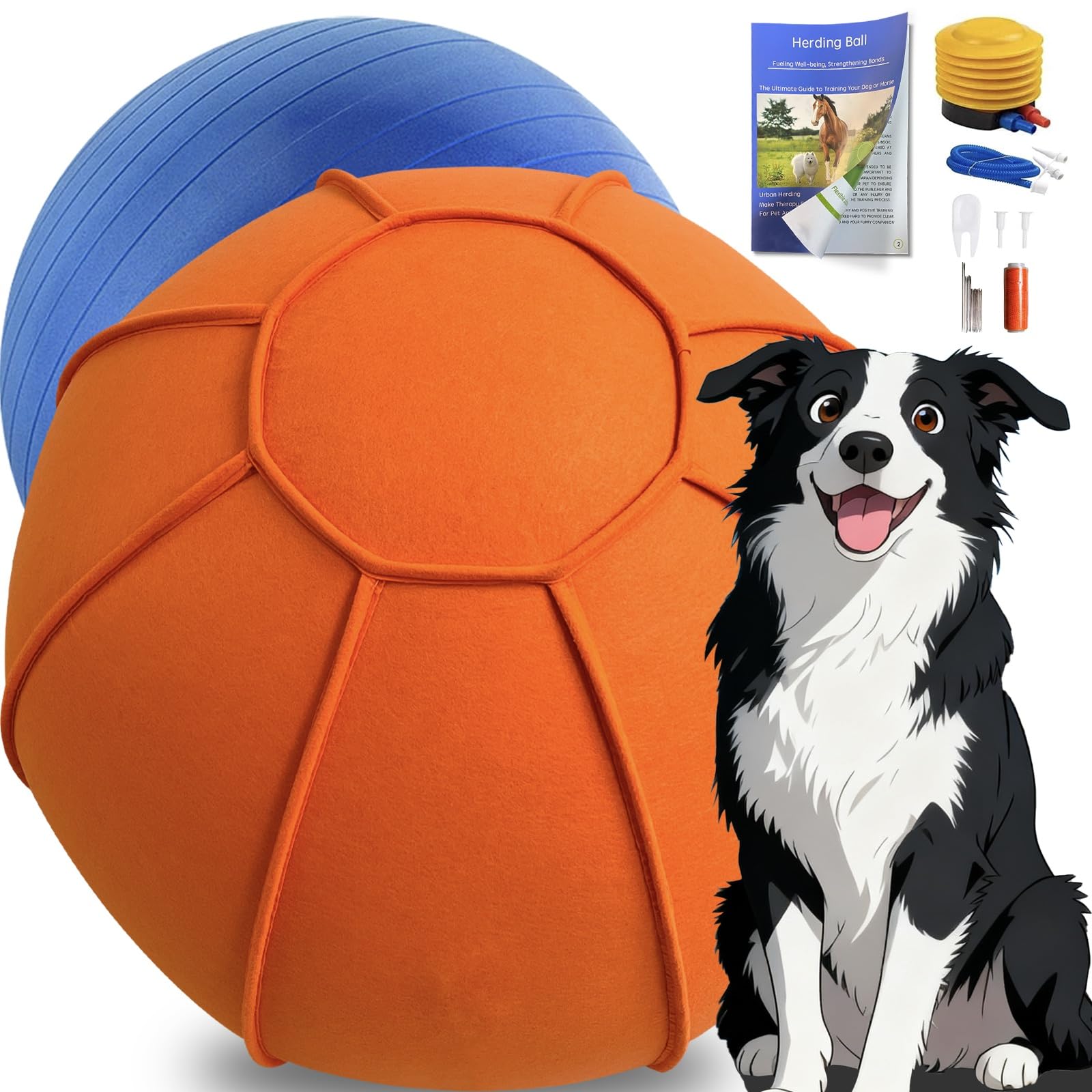 Herding Ball for Dogs, Large Dog Training, Jolly Ball for Australian Shepherd and Collie 25 inch (Orange)