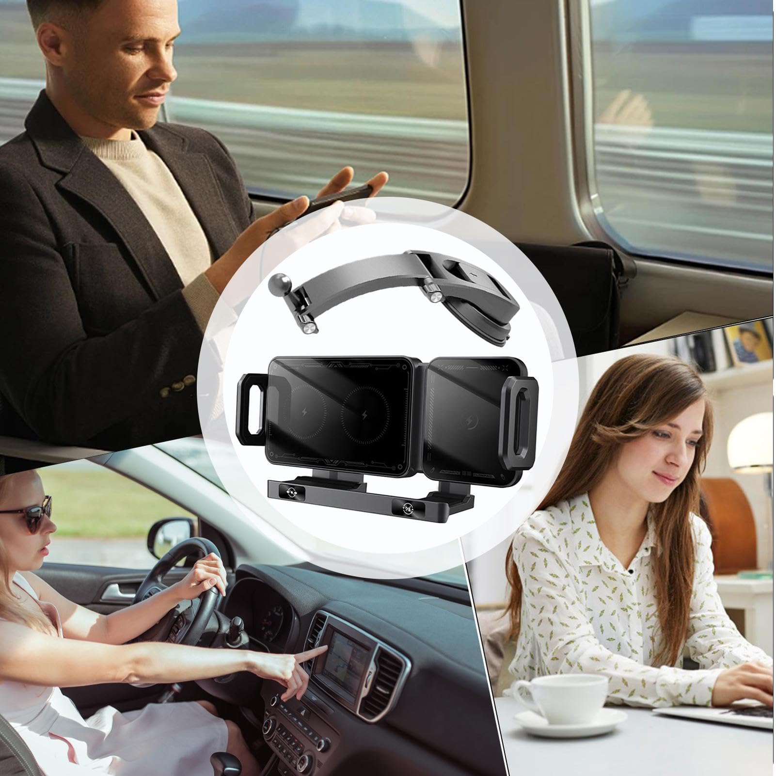 Portalettere con Caricatore Wireless per Auto 15W Ricarica Rapida Supporto | Porta Telefono ad Aggancio Automatico Per Controllo Musica Video Spostamenti Viaggi Vacanze