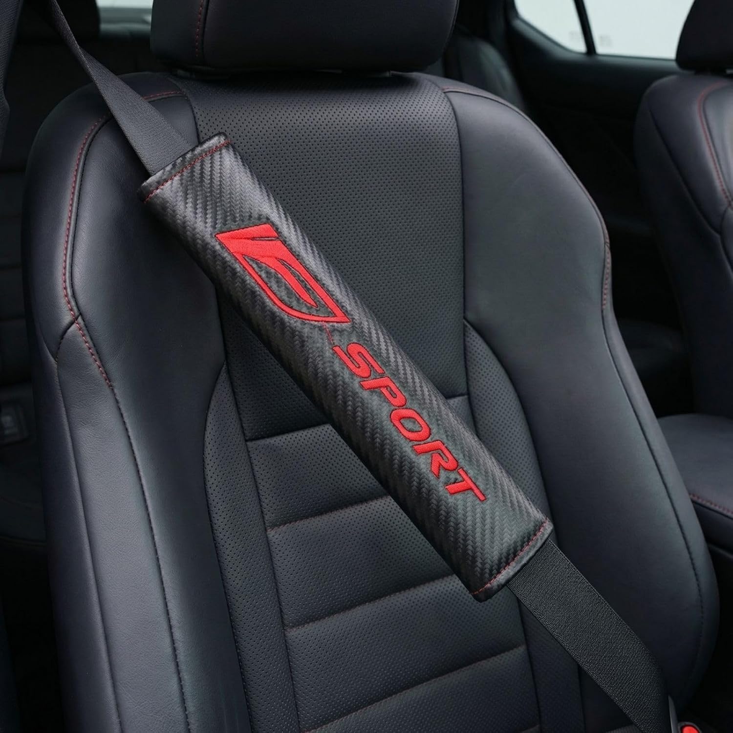 KAELTHAS 2 PCS Car Seat Belt Cover Pad Compatible with F-Sport IS250 IS300 IS350 IS500 Carbon Fiber Look Car Seat Belt Cover Strap Pads Cushions Comfortable Driving Interior Accessories