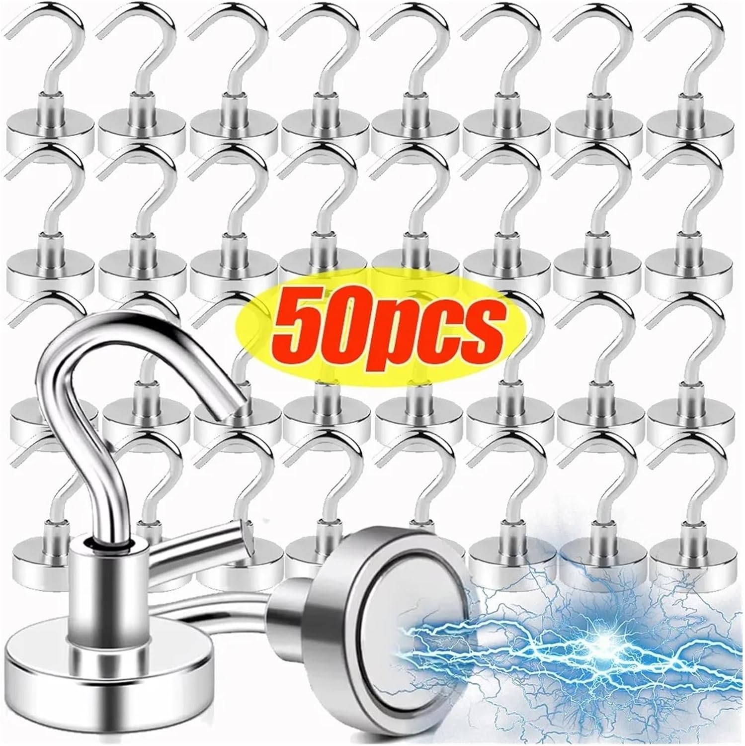 50/20PCS Mini Magnet Hook Multi-Purpose Wall-Mounted Keys Cup Hanger Strong Heavy-Duty Magnetic，Compatible for Home Kitchen Storage Supply(E12,20PCS)