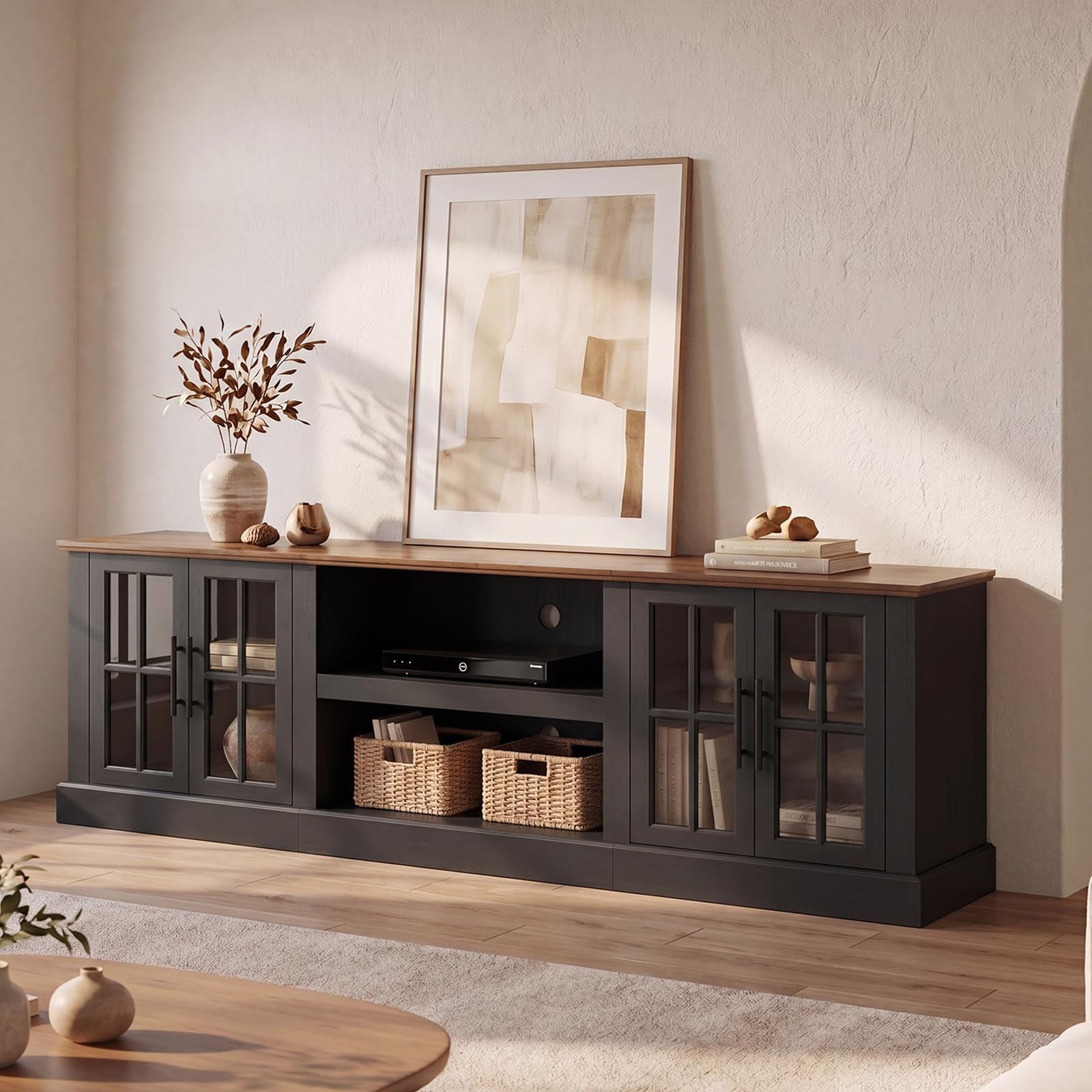 Best 90 Inch TV Stand Picks for 2026 1 Breezestival 90' Farmhouse TV Stand for TVs up to 100', Media Entertainment Cent — product photo