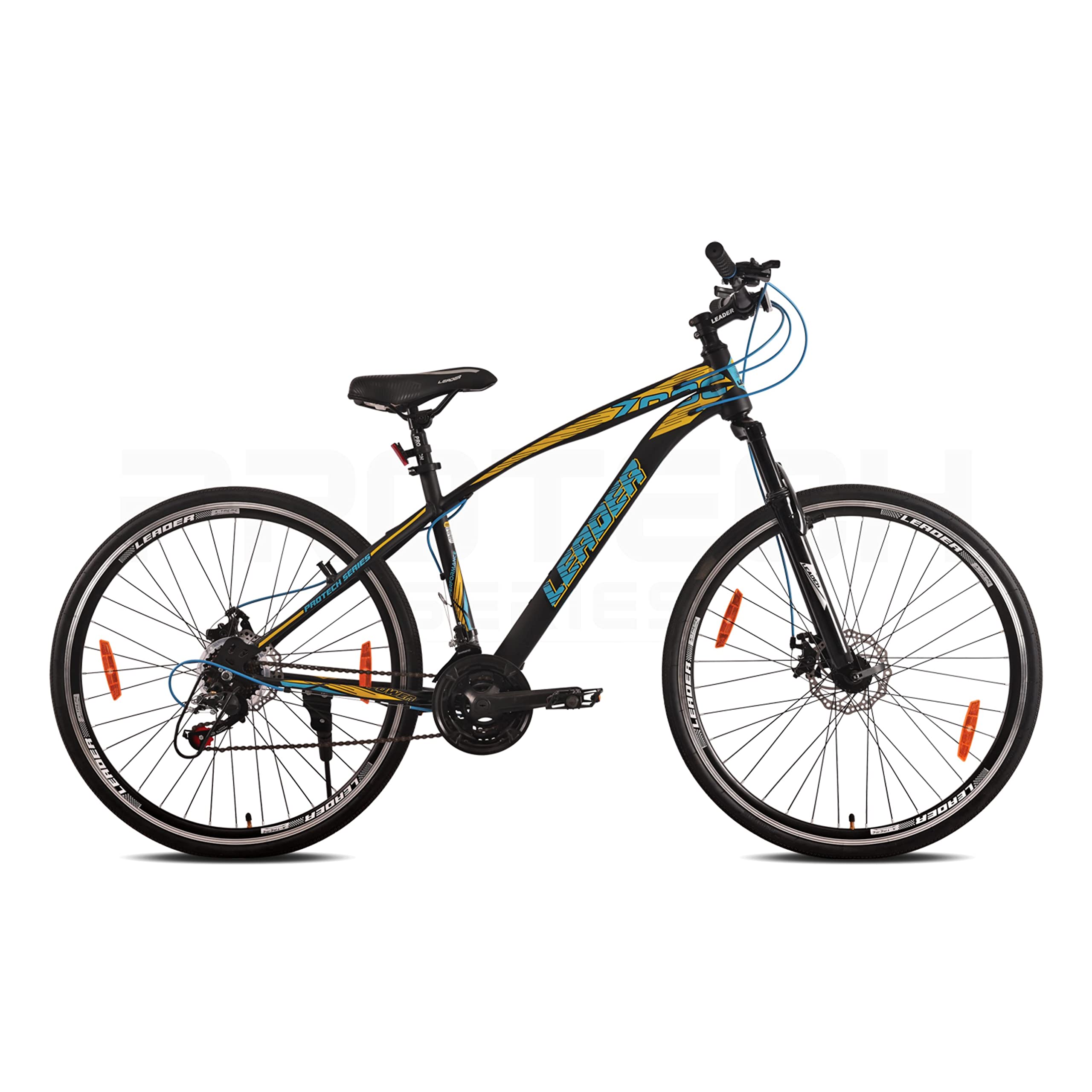 LEADER 700C 21 Speed Hybrid City Cycle with Dual Disc Brake and Front Suspension Ideal for 12