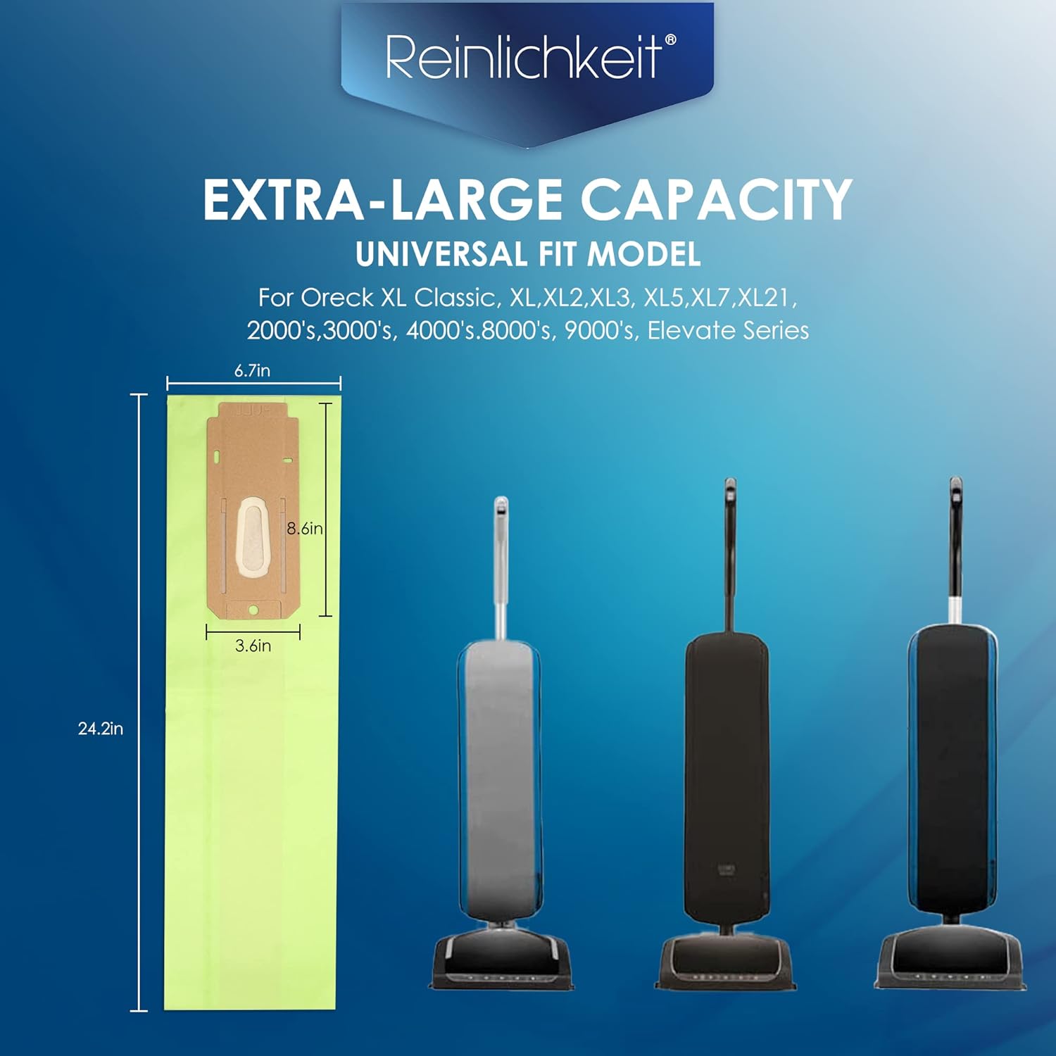 Reinlichkeit 1 Pack（8 Bags）Vacuum Cleaner Bags For Oreck type CC vacuum bags,XL.Fit All Oreck XL Upright Vacuum -