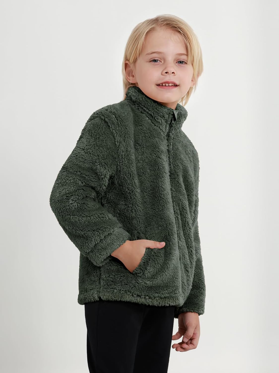 Kids Toddler Fleece Jackets Zip Up Stand Collar Coat Fuzzy Outerwear for Boys Girls Clothes 2T 3T 4T 5T 6T 7-8 Years - Image 5