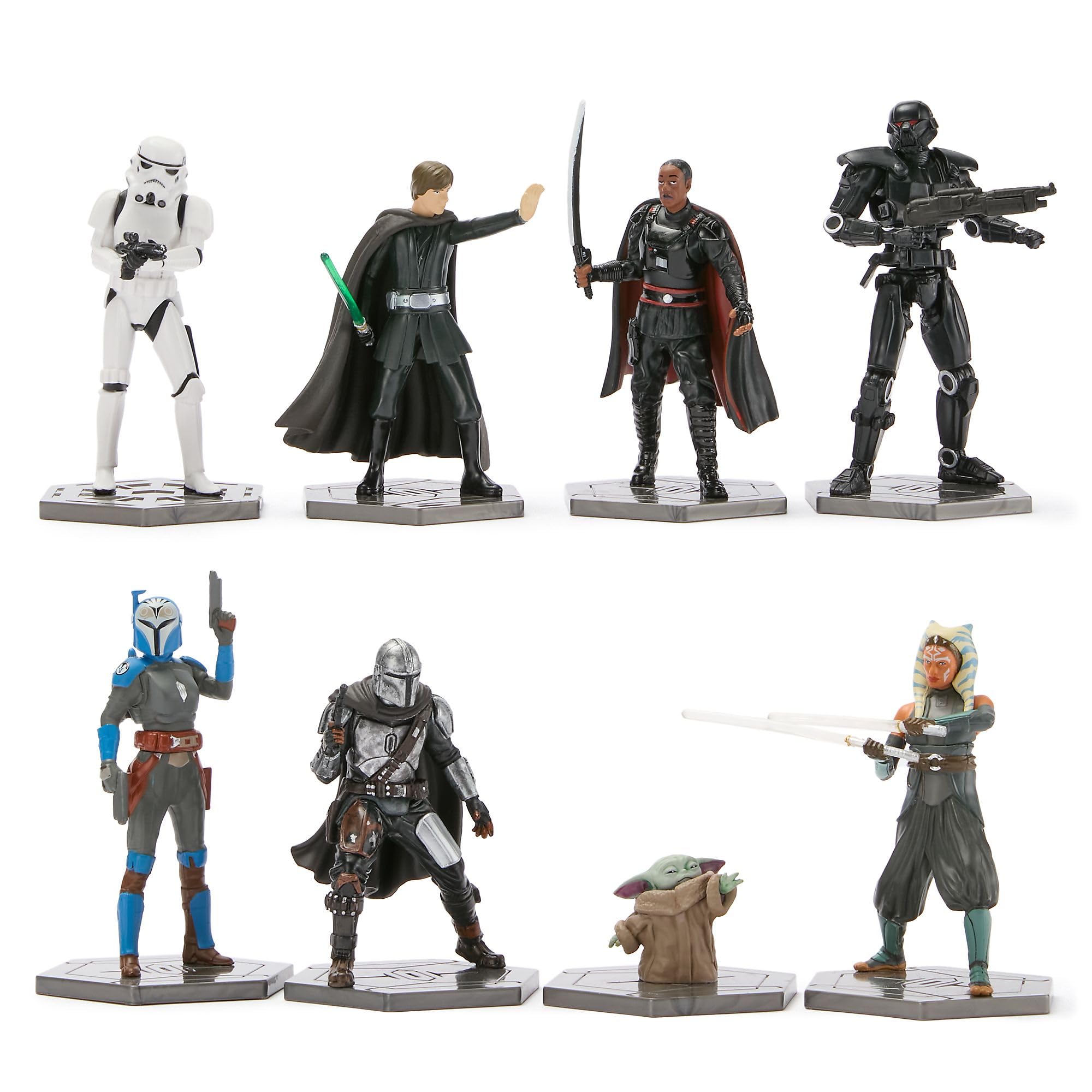 Disney Store Official, Ensemble de Figurines Star Wars: The Mandalorian, Ensemble de Figurines de Collection Din Djarin, Grogu, Ahsoka, Luke Skywalker, 28 x 28 x 10 cm