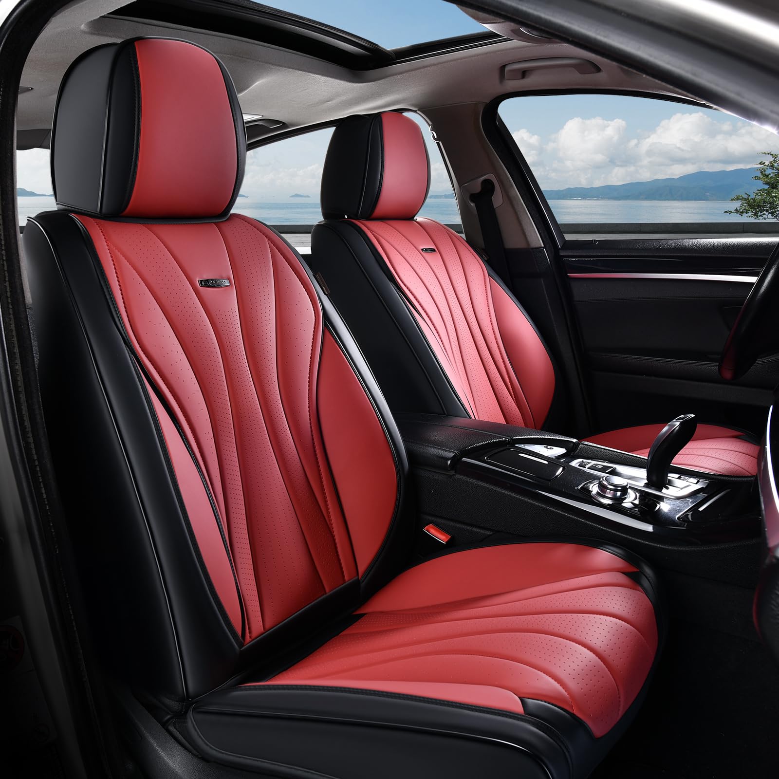 Coverado Car Seat Covers, Front Seat Cover for Cars, 2 Pack Premium Leather Seat Cover, Universal Seat Cover, Waterproof Car Seat Protector,