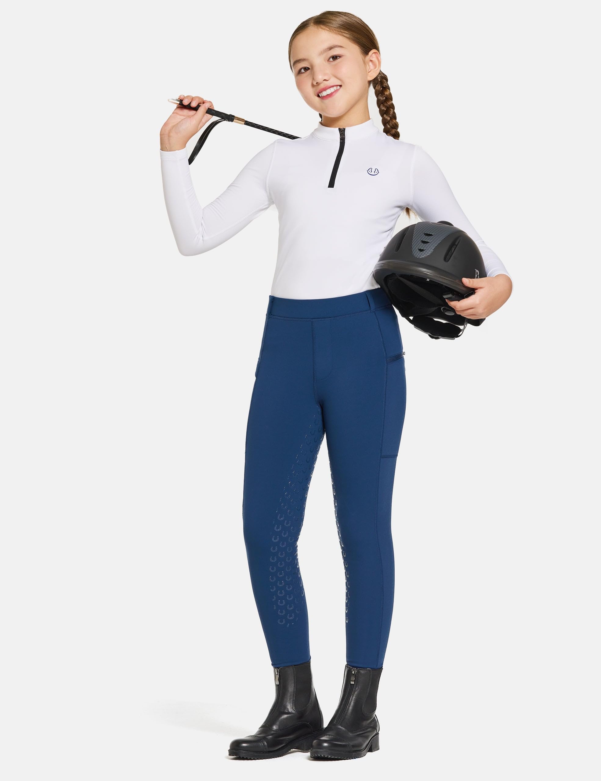FitsT4 Sports Pantaloni da Equitazione Invernali per Bambini Leggings da Equitazione Invernali per Bambine Pantaloni da Equitazione Termici con Rivestimento Completo in Silicone