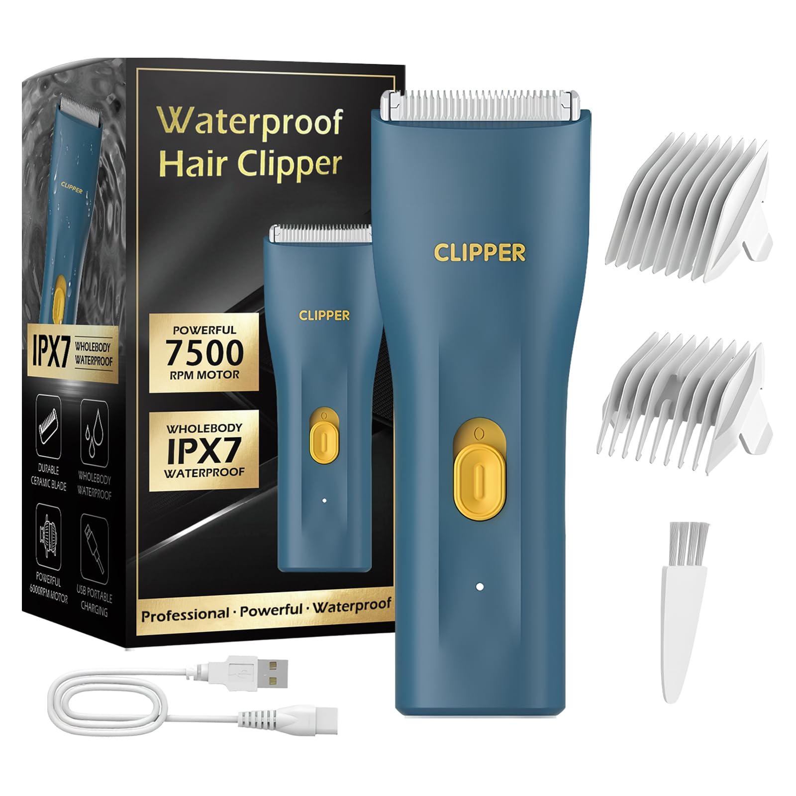 Afeitadora Corporal Masculina, Cortapelos Hombre, Depiladora Corporal Hombre,Peine Para Zonas Sensibles, Rasuradora Hombre,IPX7 Resistente Al Agua, Seco Y Húmedo,Para Genitales, Barba, Axilas