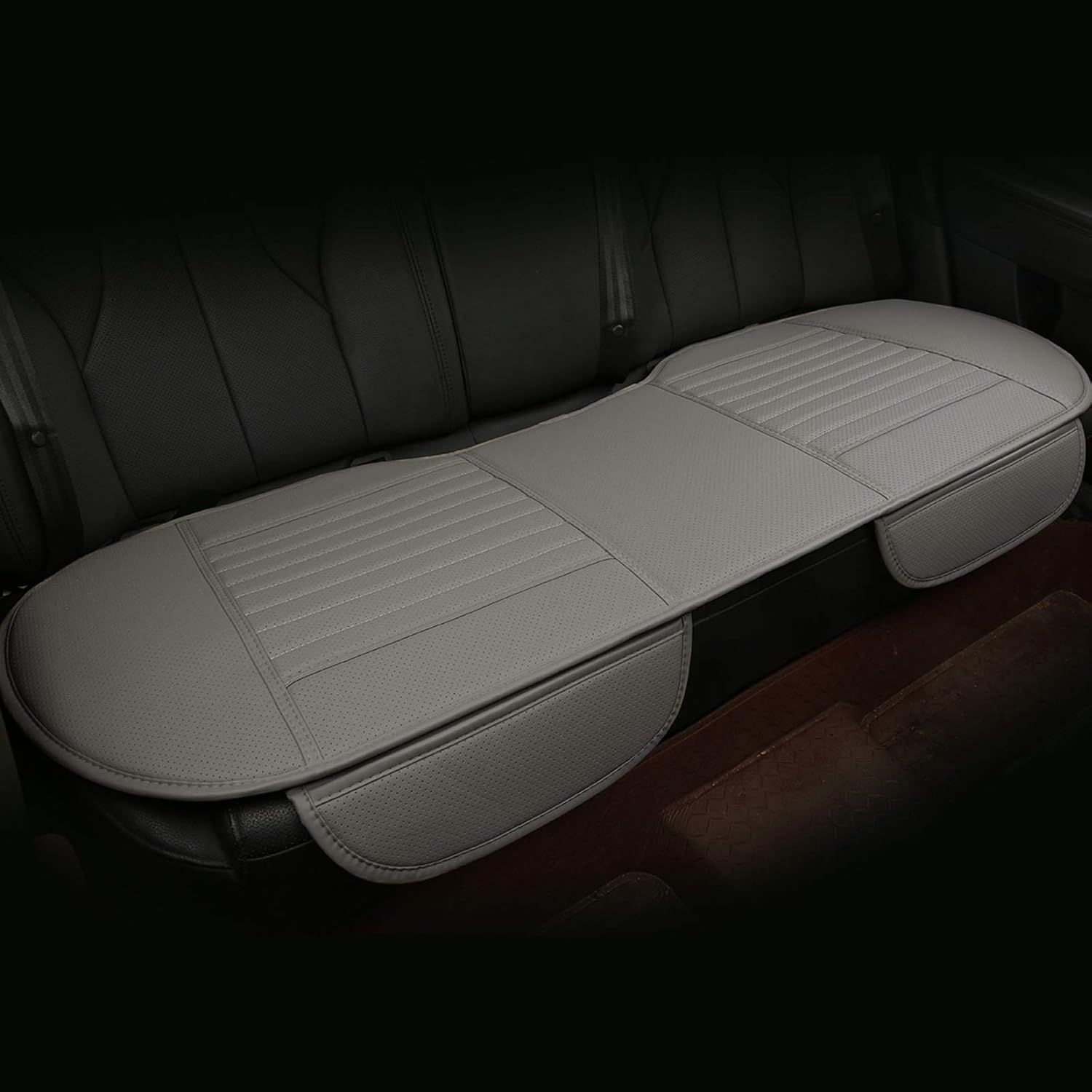 EDEALYN® PU Leather Rear Seat Bottom Cover Rear Bench Seat Cover Chair Seat Cushion Car Seat Cover for Car Backseat Protector - 53 × 19.5 inches (Rear seat-Gray)