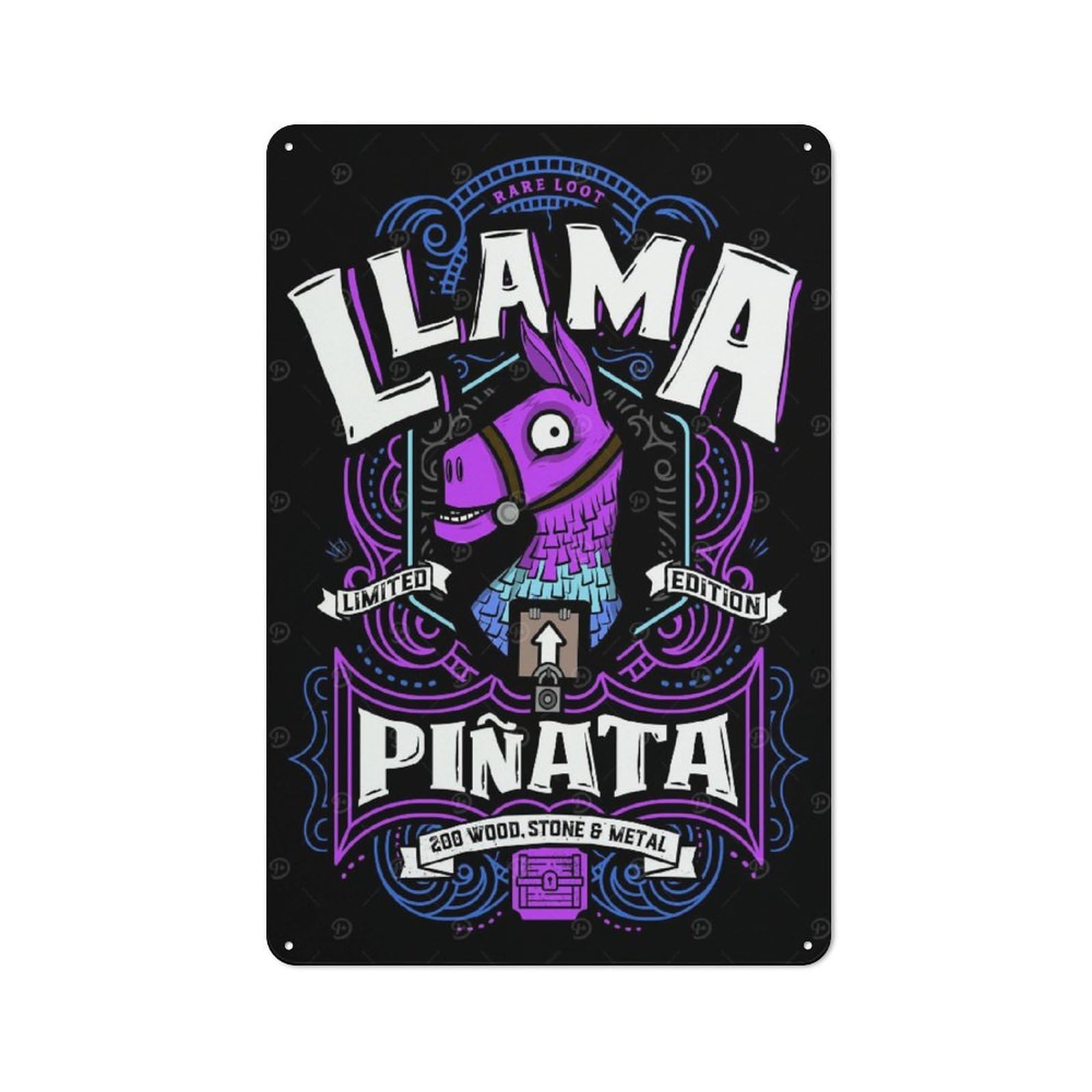 Junmoney Style-18 Llama Pinata Rustic Metal Sign 30X20cm For Garden Room Or Summerhouse, For Themed Interiors In Garden Rooms And Summerhouses