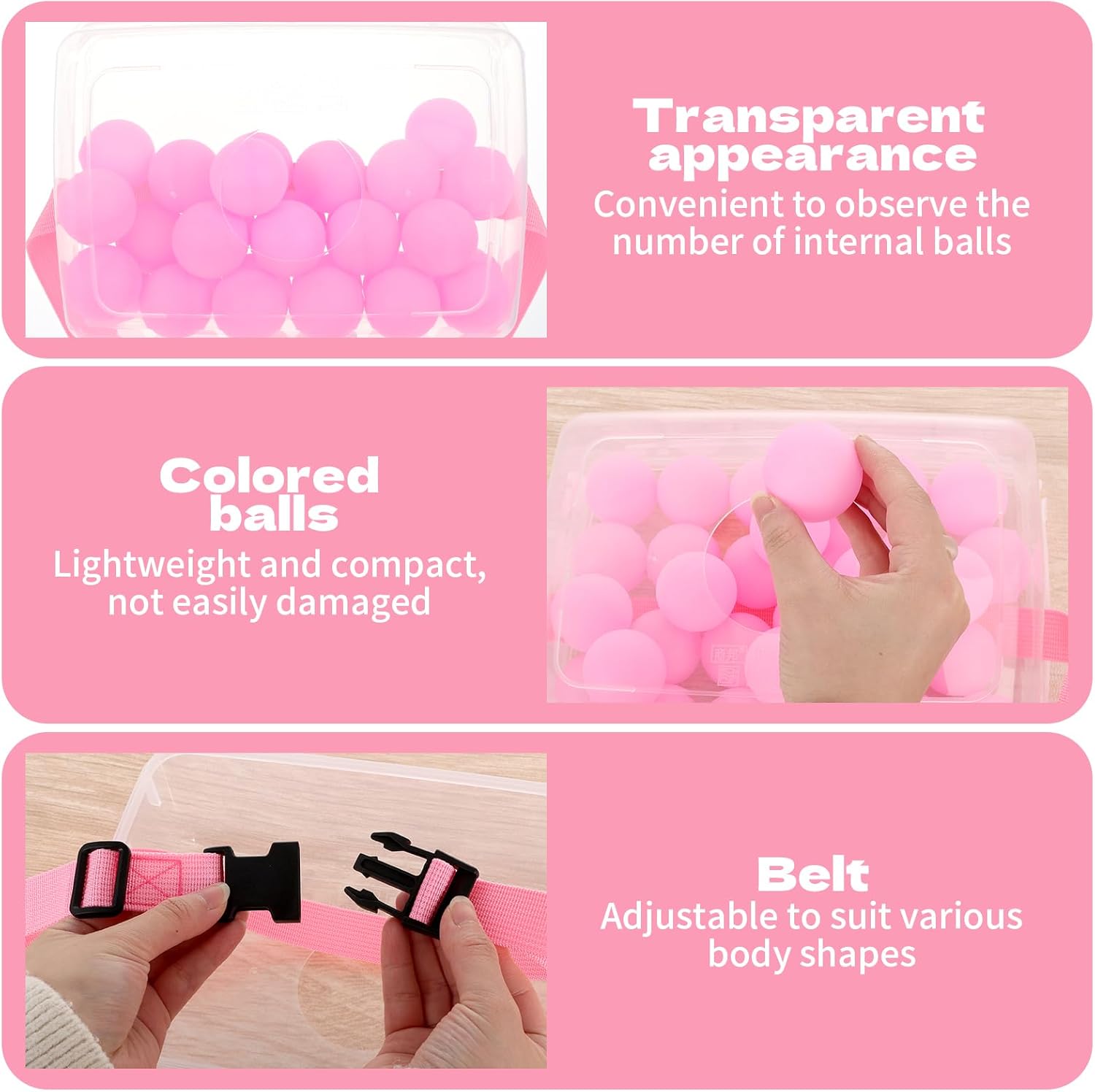 Swing Shaking Balls Game Set - 3 Pack Interactive Baby Shower Swing Balls Games with 60 Balls, Belt and box, Hilarious Ice Breaker for Gender Reveal, Bridal Showers & Family Party Fun (Pink)