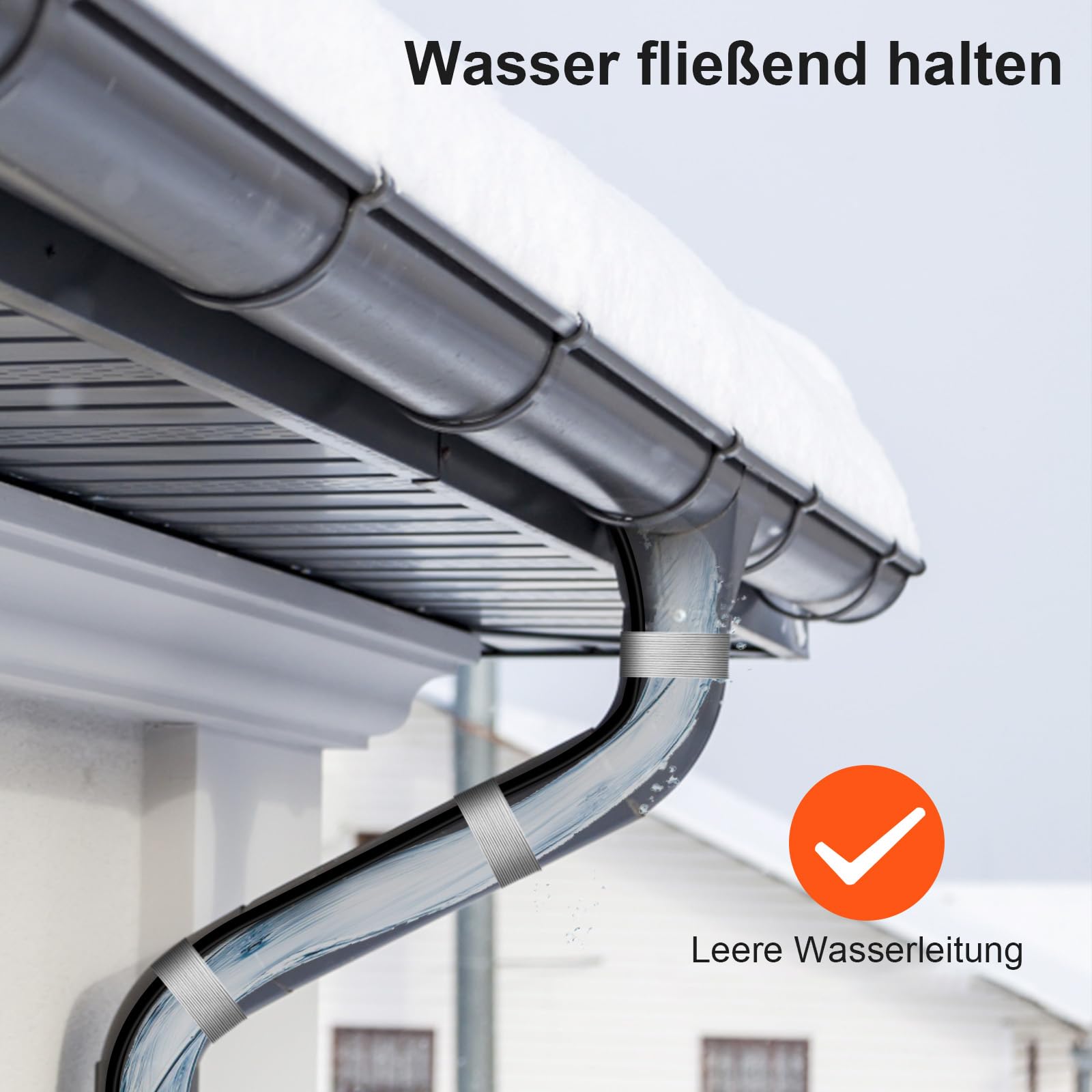 Frostschutz Heizkabel, Selbstregulierendes Rohrheizkabel+Glasfaserband, Rohrbegleitheizung Heizleitung Begleitheizung Schutz von Wasserrohren, Dachrinnen, Metall/Kunststoff Hausrohren (8m)