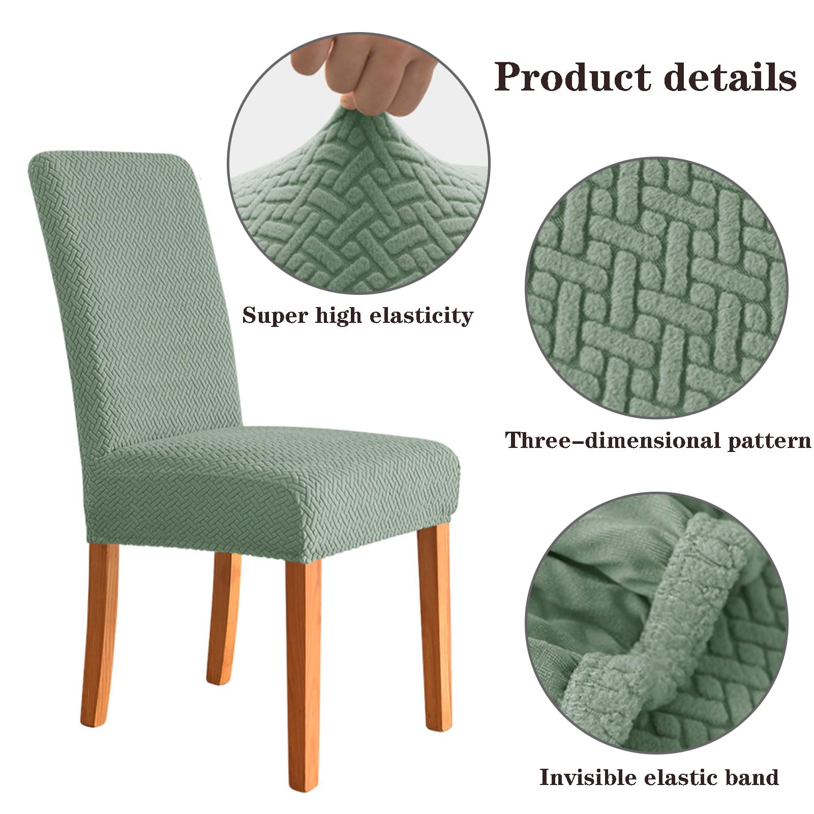 Juego de 6 fundas elásticas de jacquard suave para sillas, lavables y extraíbles, para comedor, cocina, banquete, restaurante y hogar