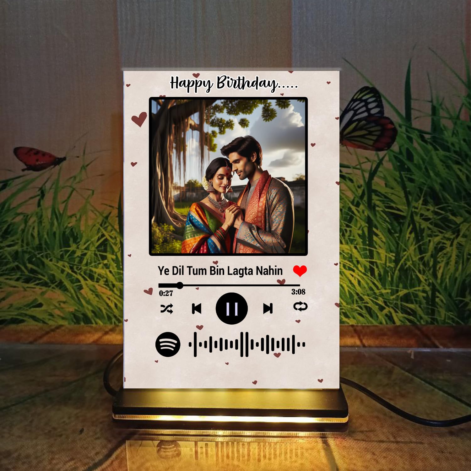 OSMLY Customized Acrylic Led Printed Acrylic Spotify Plaque With Complete Personalisation Of Image And Song Details For Decoration, Anniversary, Valentine Gift, Rakhi Gifts(6 X 8 Inch)