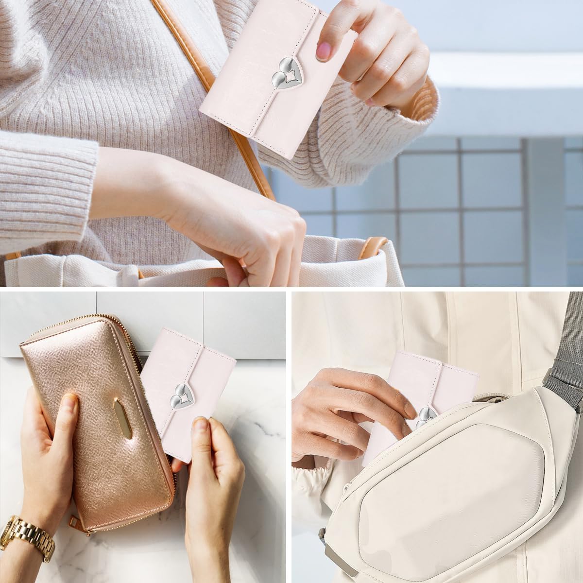 YOXIER womens wallet，Minimalist Genuine leather Wallet，RFID Blocking Front Pocket wallet Wallet for women trifold Compact (pink) - Image 7