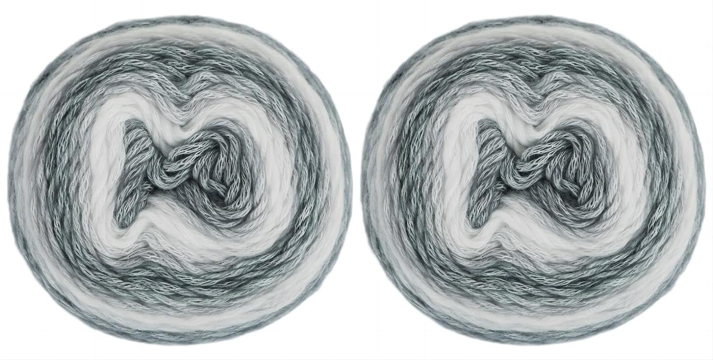 Lerchiyar Gradient Cake Yarn Multicolor Fairyland Rainbow Yarn, 2-Pack 60% Cotton 30% Acrylic 10% Wool,Multicolor Crochet Knitting Yarns (66)