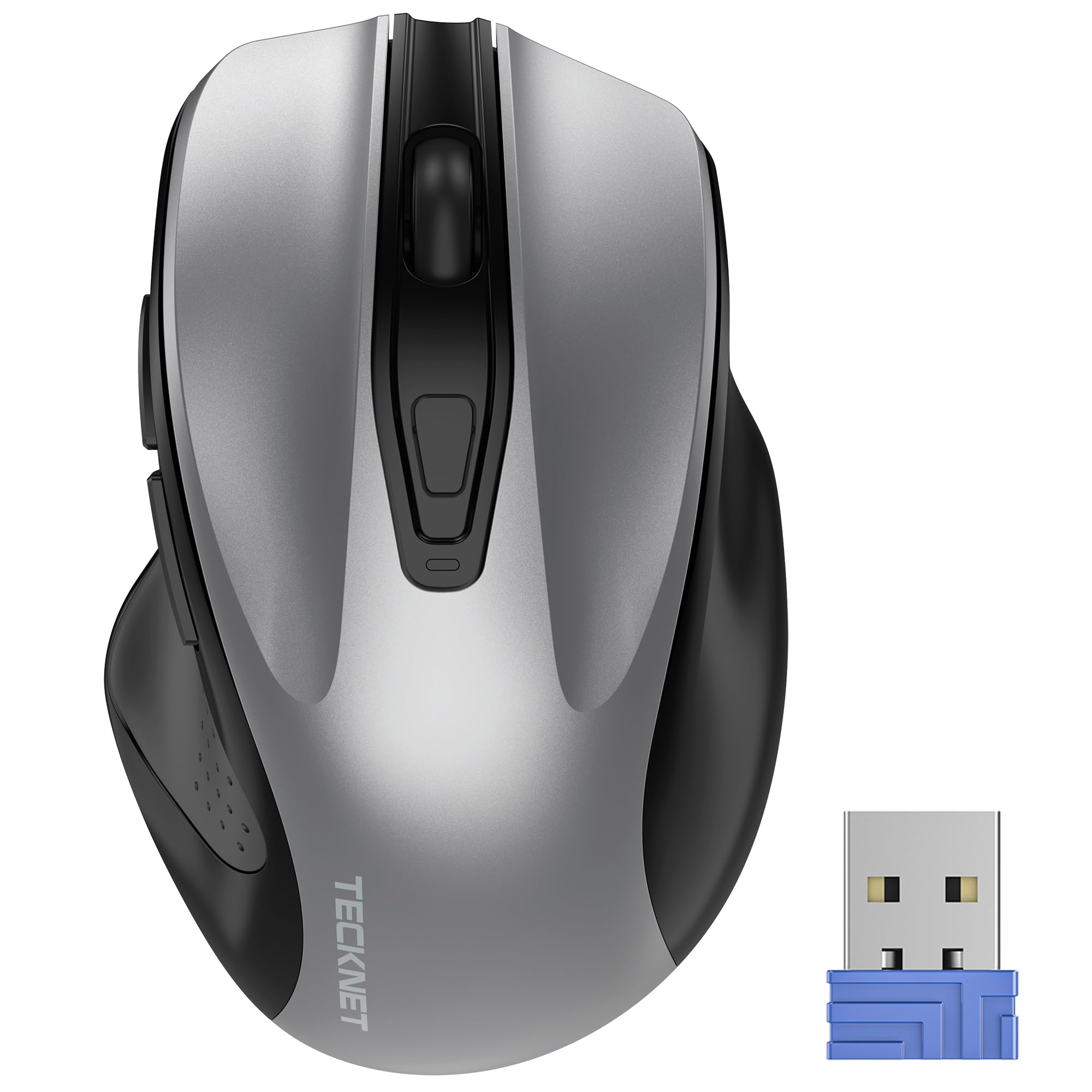 TECKNET Wireless Mouse, 2.4G Ergonomic Computer Mouse, 2600 DPI, Silver