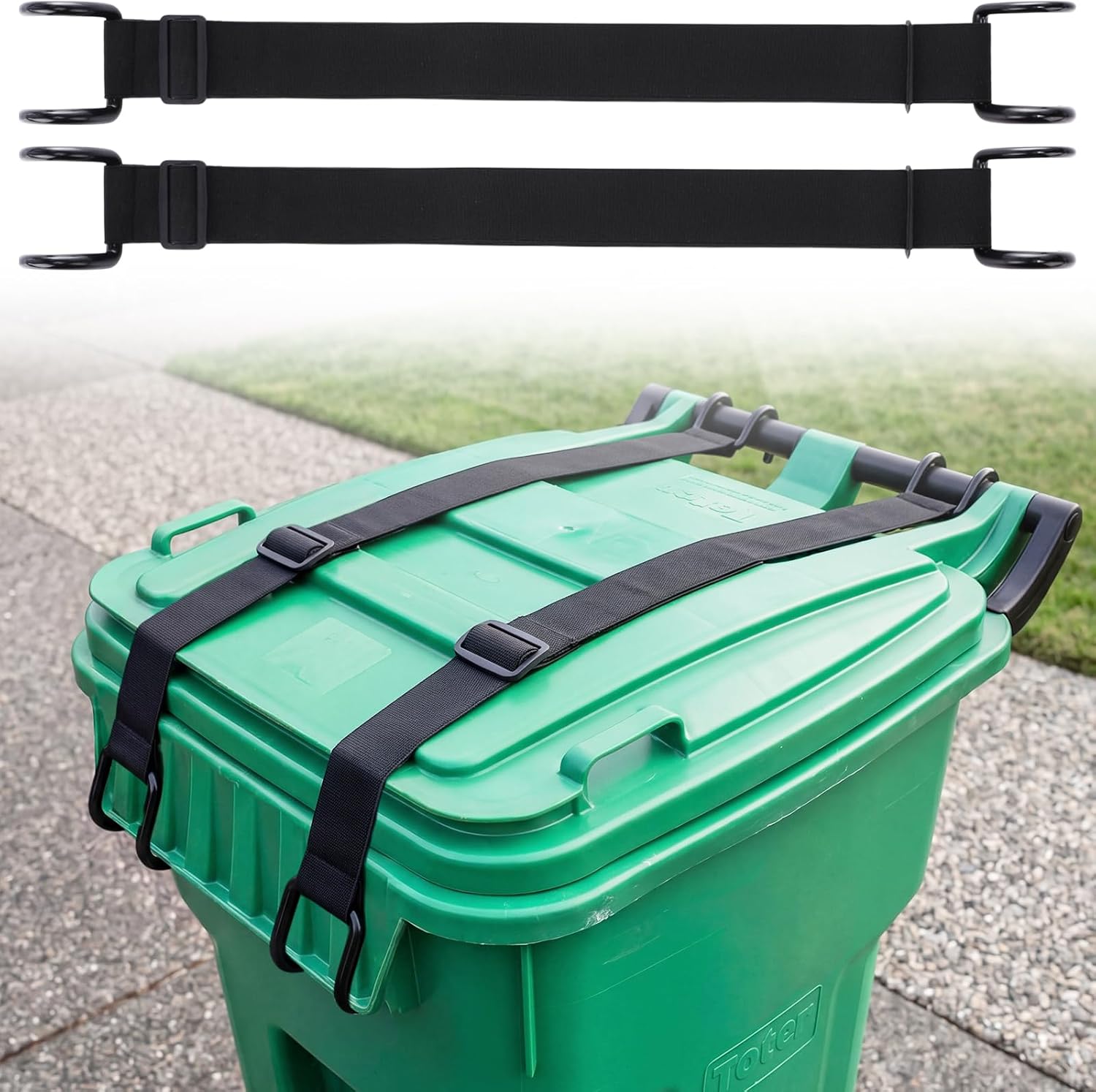 2 Pack Trash Can Lid Lock Outdoor Garbage Strap for Raccoon
