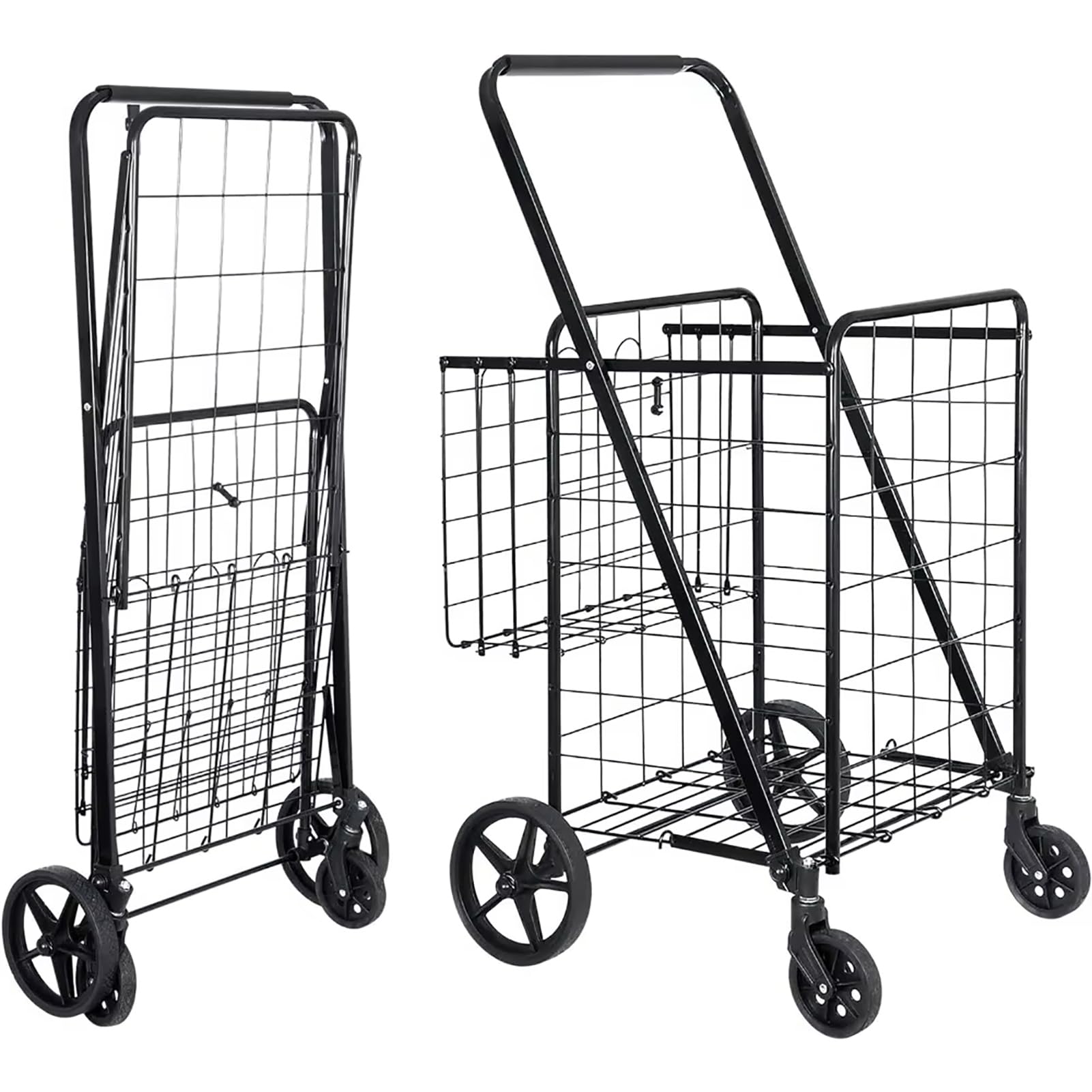 Chariot de courses pliable : fini les charges lourdes avec ses 118L