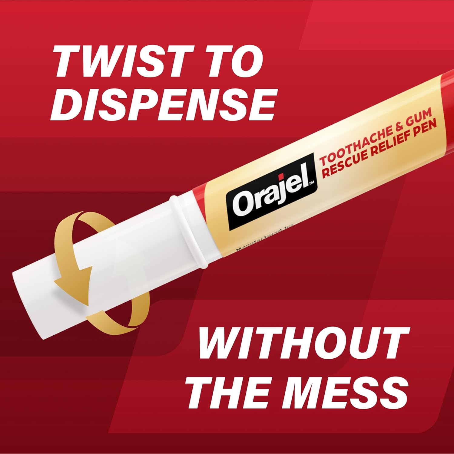 Orajel Rescue Relief Pen with Menthol Cooling Gel for Instant Pain Relief of Tooth & Gum, Mouth Sores, Braces and Denture Irritation, Touch-Free Silicone Applicator, 0.07 oz