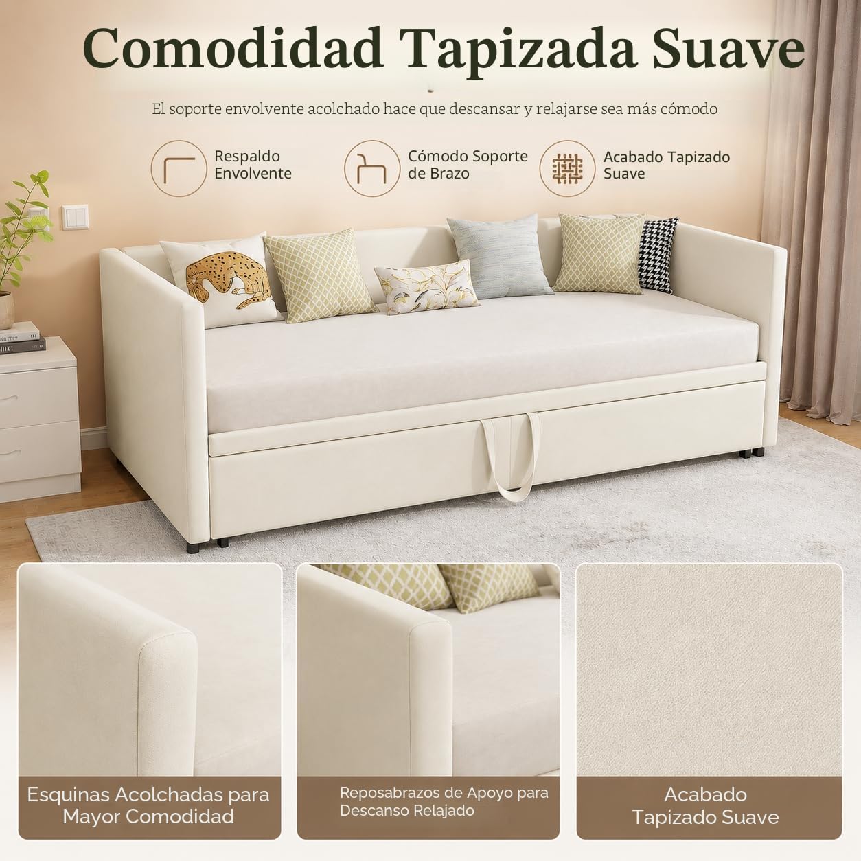 Sofá Cama Multifuncional Extensible 90/180 x 200 cm, sofá de 2 plazas con función de Dormir y somier, tapizado en Terciopelo, Ideal para salón y habitación de Invitados (sin colchón)