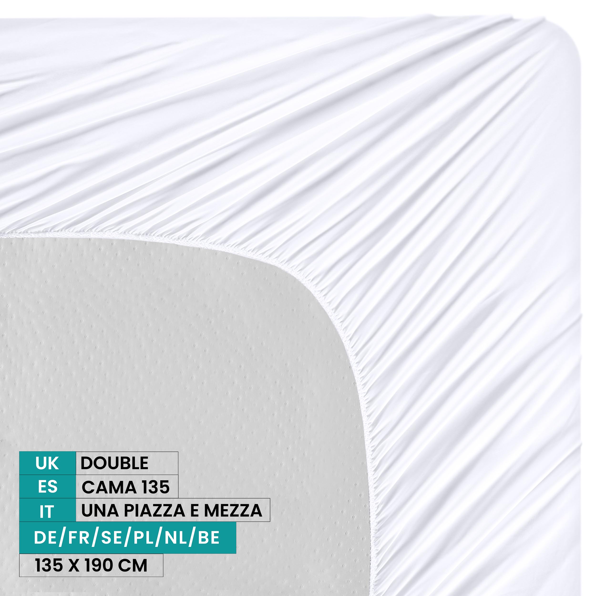 Utopia Bedding Coprimaterasso Piazza e Mezza Francese Impermeabile 135 x 190 x 30 cm, Bambù u Viscosa, Oeko-Tex Certified, Proteggi Materasso, Traspirante, Tutto Intorno Elastico