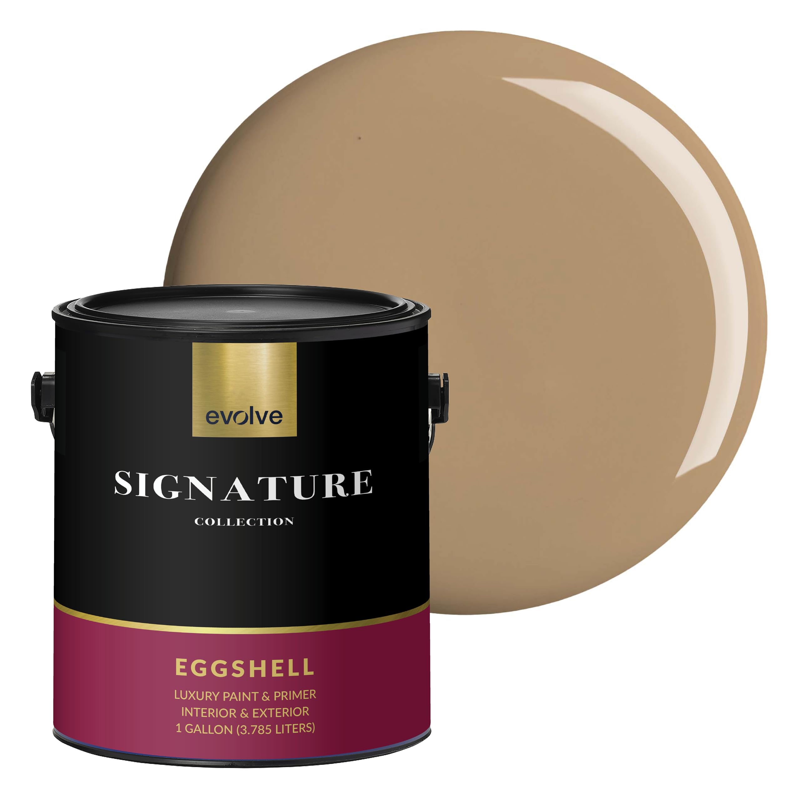 EVOLVE Signature Collection Luxury Interior Paint & Primer, Eggshell Sheen (Jute Beige), 1 Gallon