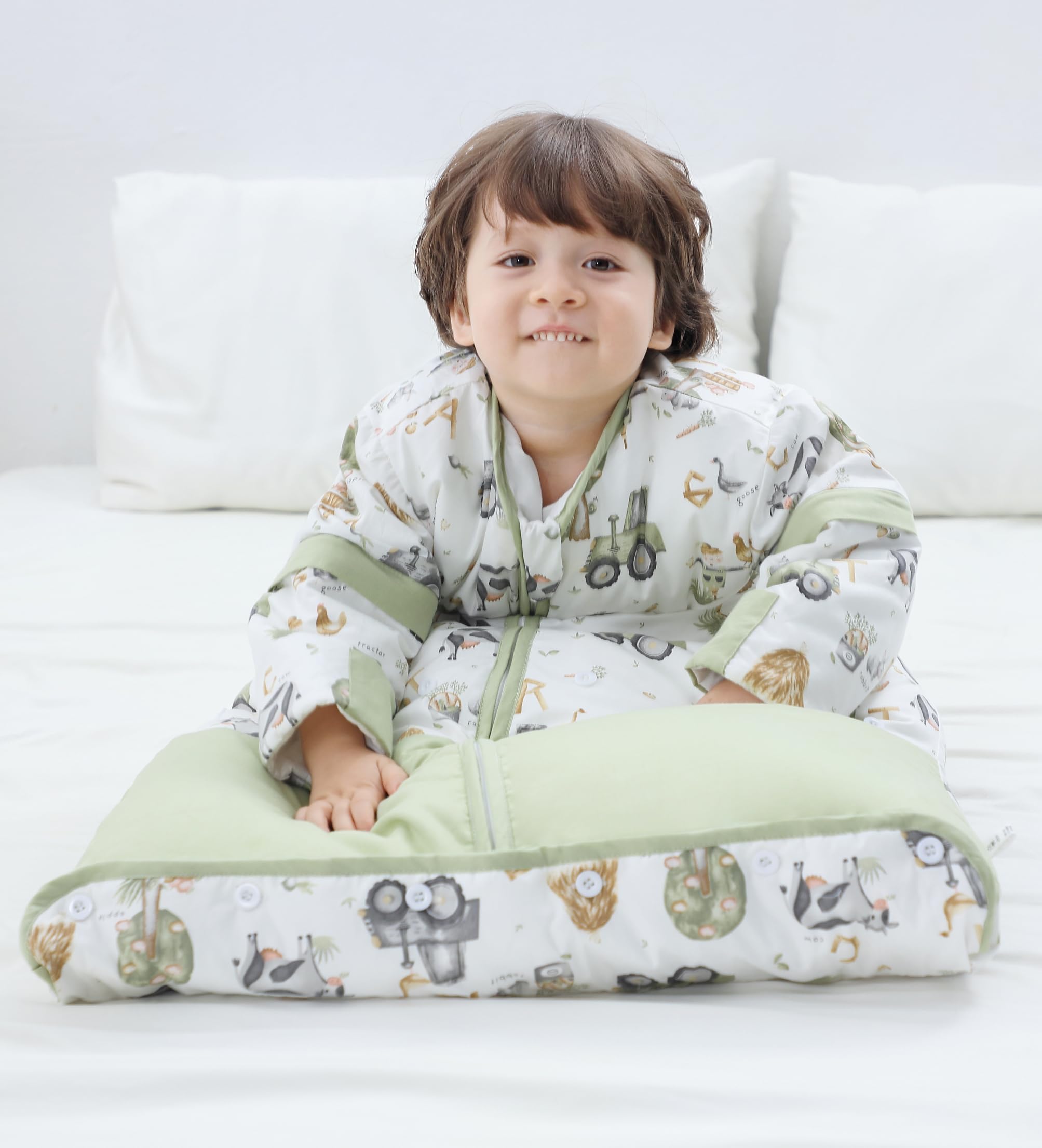 Chilsuessy Sacco a pelo per bambini con maniche staccabili, 2,5 Tog, per l’inverno e tutto l’anno, biologico, per bambini e bambine da 1 a 10 anni