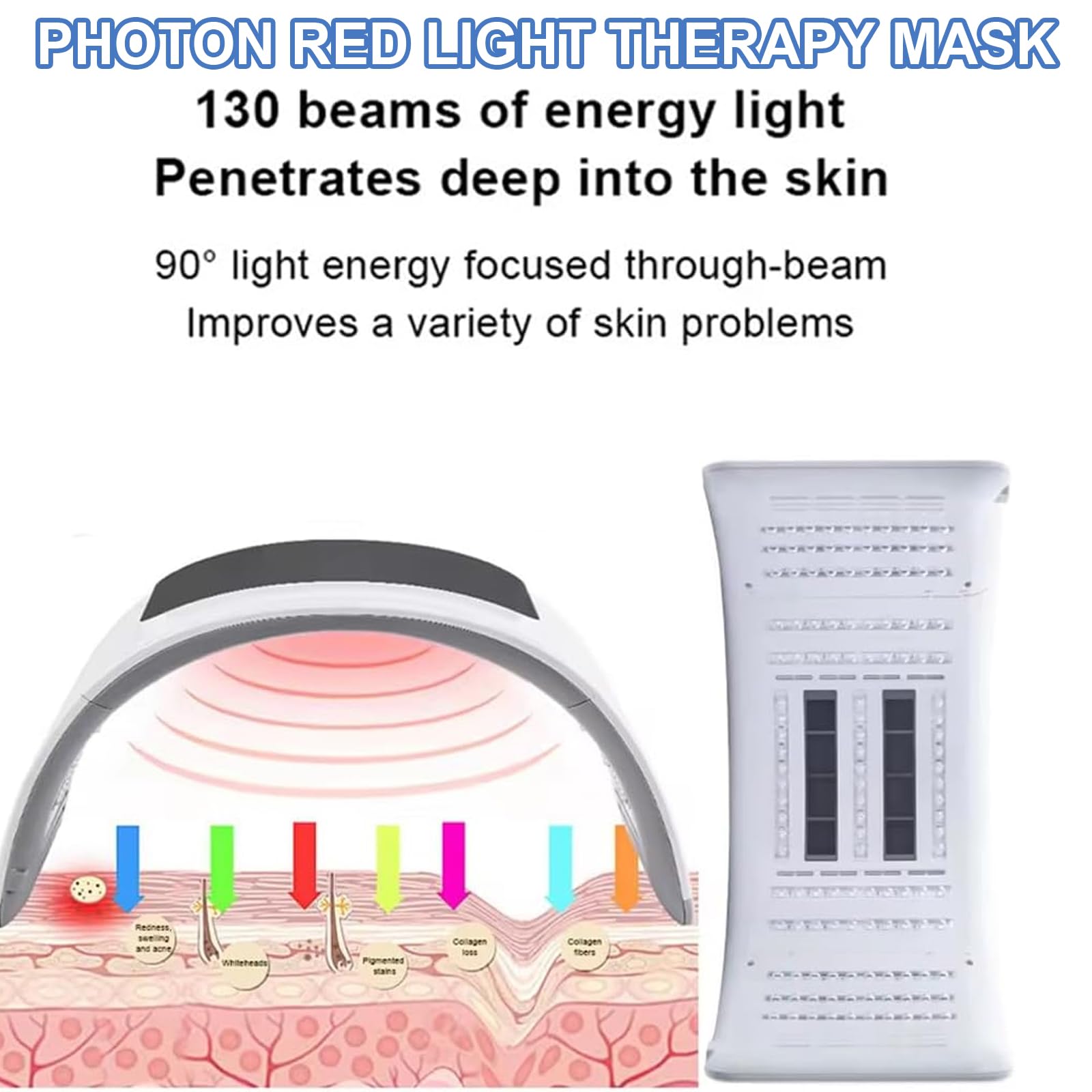 Dispositivo per fototerapia a LED a 7 colori, maschera per fototerapia a luce rossa, dispositivo di bellezza facciale pieghevole, spray idratante profondo, antirughe, ringiovanimento della pelle