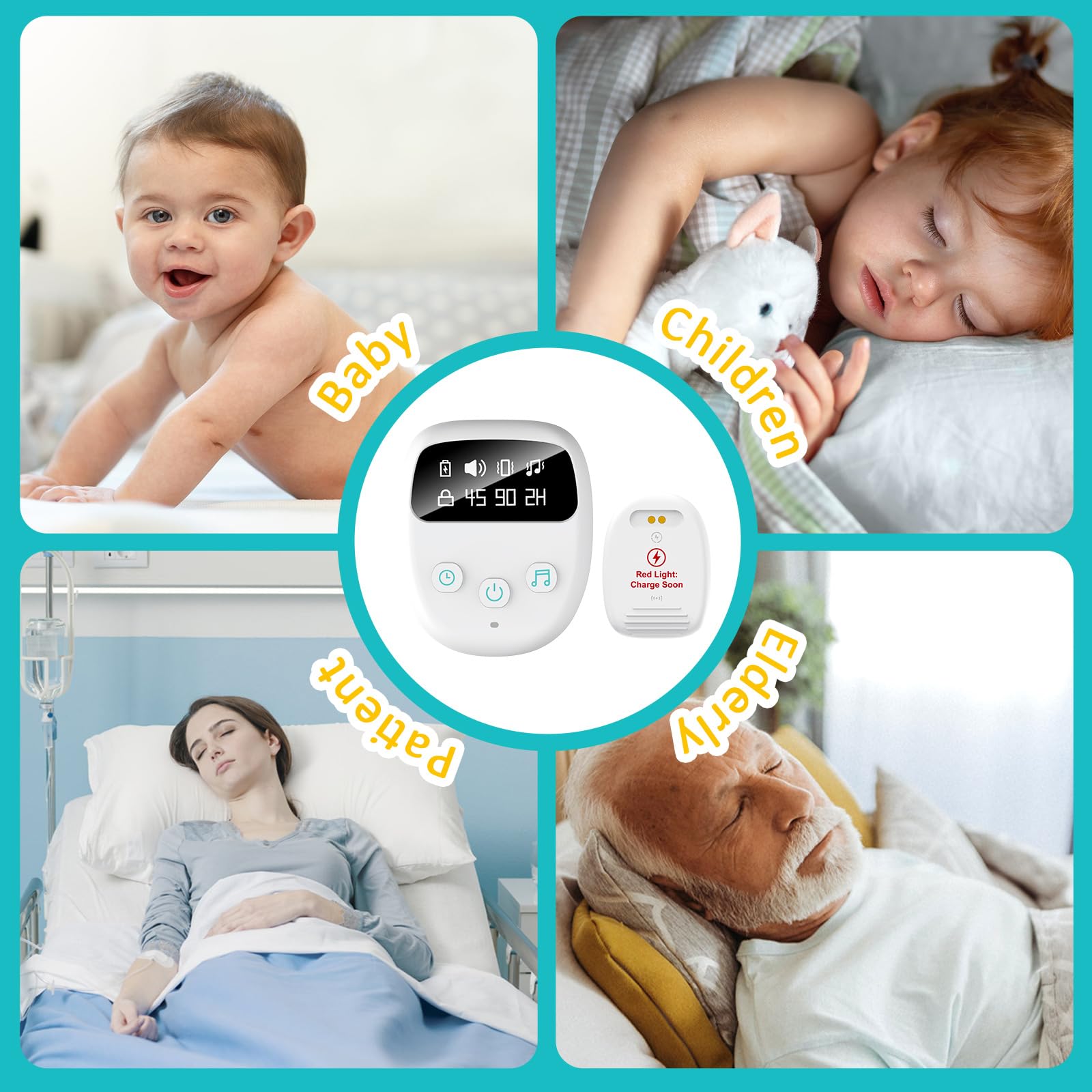 Réveil Anti-Pipi Au Lit sans Fil pour Enfants, Haute Sensibilité, Rechargeable USB, 3 Modes: Son Et Vibration, Capteur De Rééducation Nocturne pour Enfants Et Personnes Âgées