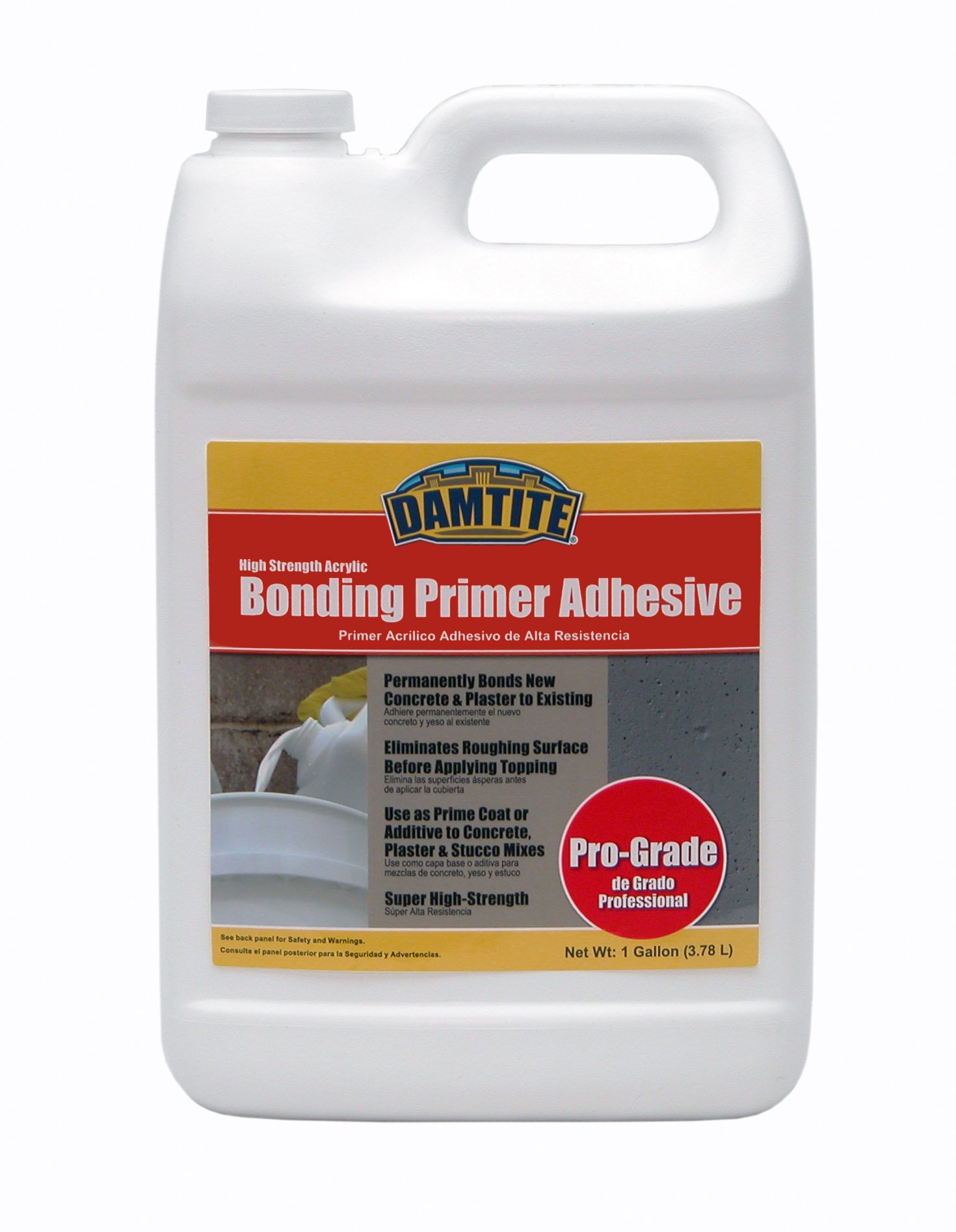 DAMTITE High Strength Acrylic Bonding Primer Adhesive, Permanently Bonds New Concrete & Plaster to Existing, Super High-Strength (1 Gallon)
