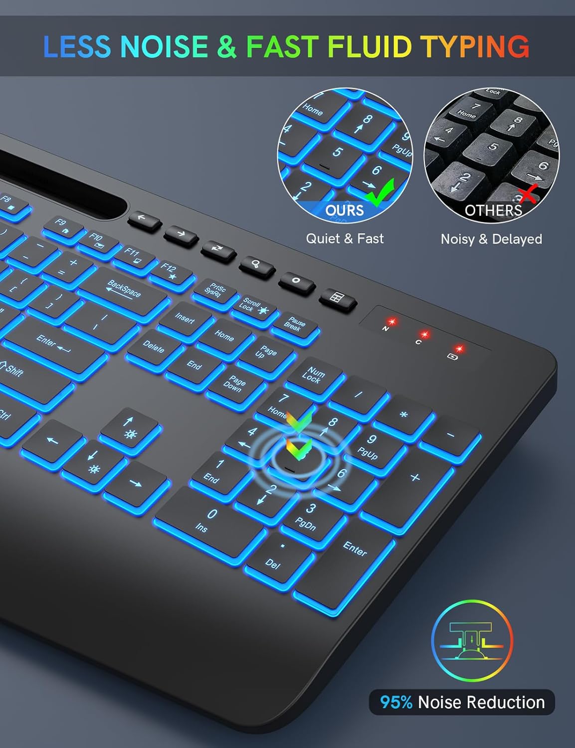 Trueque Wireless Keyboard connected wirelessly to a laptop