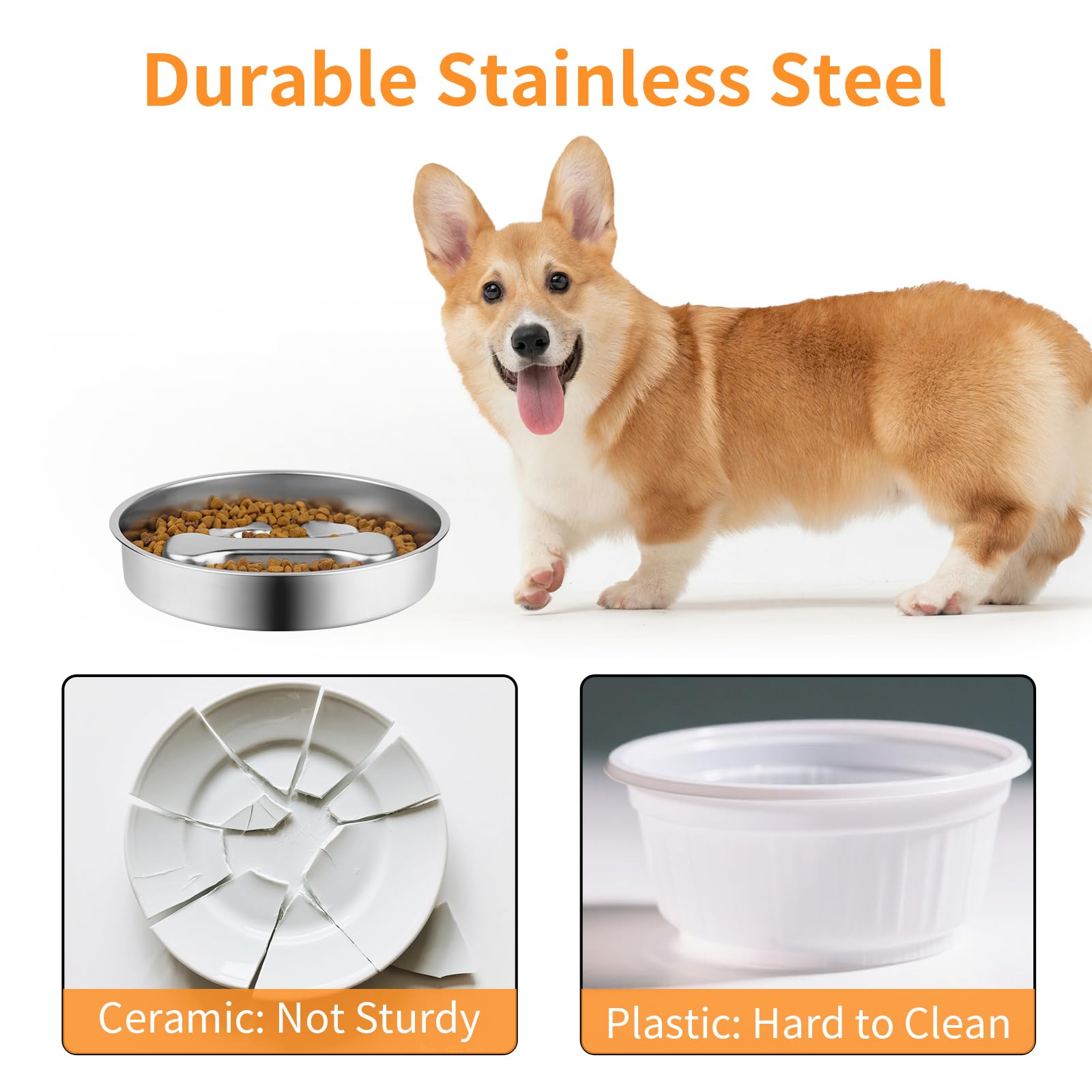 Slow Feeder Dog Bowl - 2 Cups Stainless Steel Dog Slow Feeder Food Bowl, Metal Non-Slip Lick Plate,Puppy or Cat Food Holder,Pet Supplies,Puzzle Maze Dish for Medium Sized Breeds - image 4