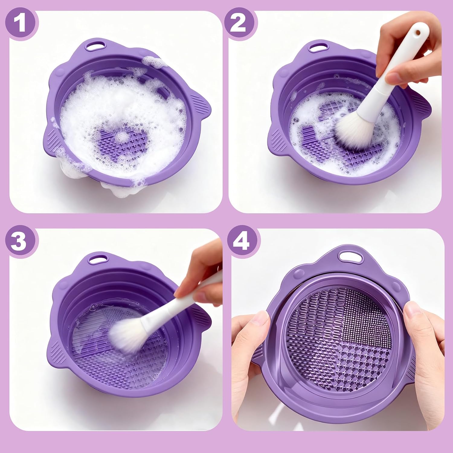Makeup Brush Cleaner Mat & Drying Basket, Makeup Brush Cleaner and Dryer, Make Up Brush Cleaner Pad & Solution 3 In 1, Brush Cleaner Make Up Tool