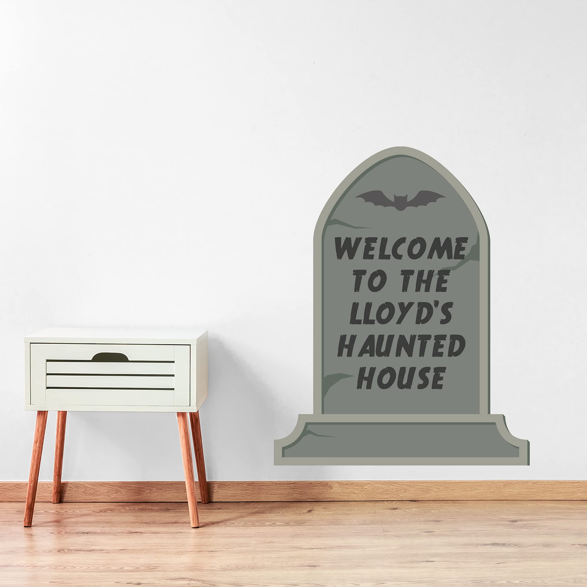 Halloween Party Wall Sticker Personalised Gravestone Decal Spooky Art (60cm Height x 45cm Width)