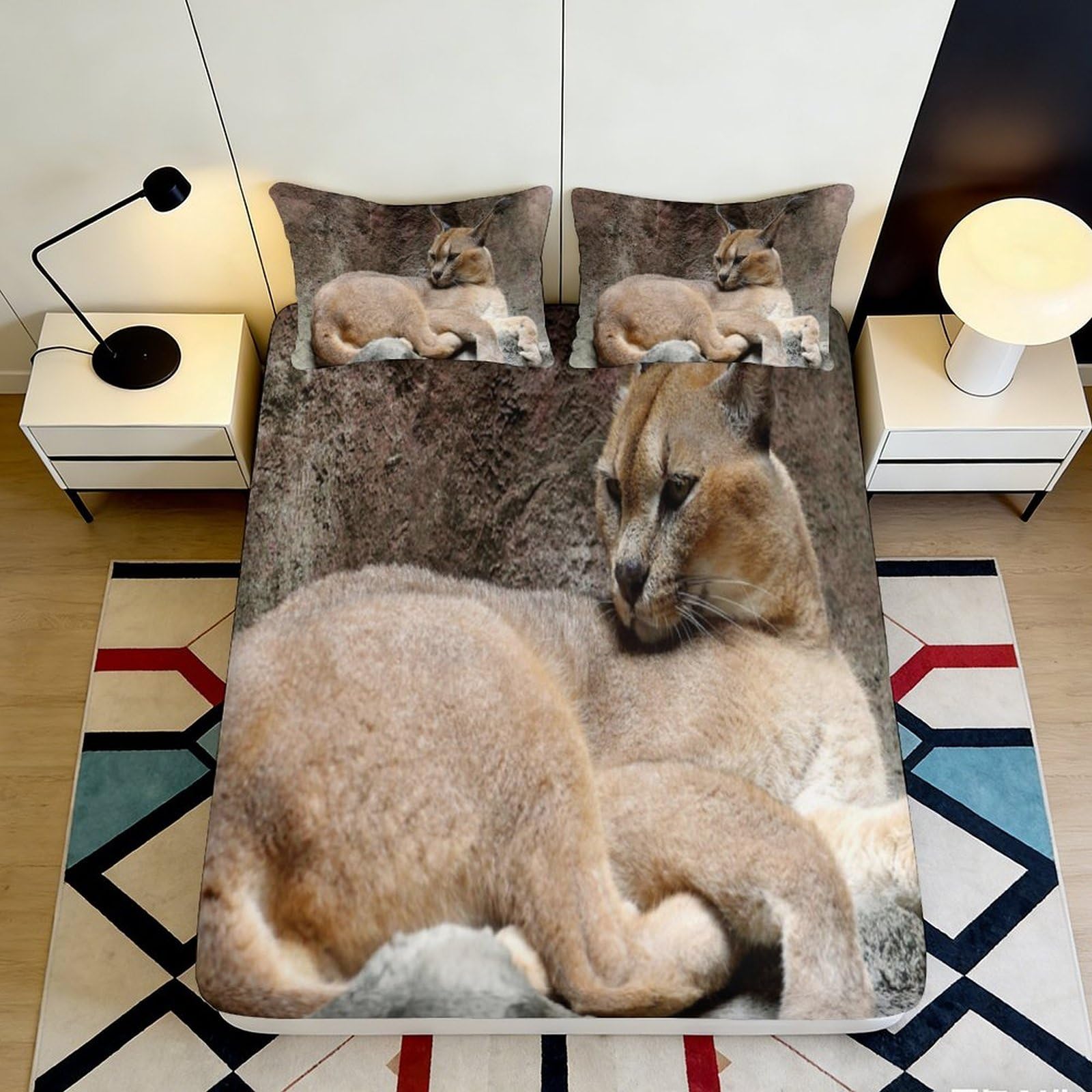 Uxinyoume Style-7 3D Printed Lion Sleep Fitted Sheet Microfiber Soft Anti-Slip Animal Pattern Bed Cover For Bedroom Dorm Mattress Decor 117 90X200x25cm