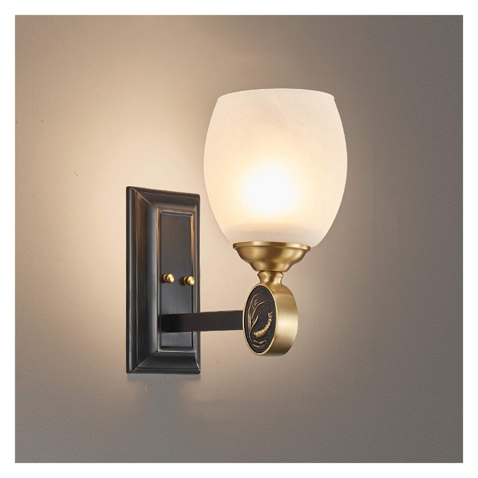 YNIYUJKL Wall Lamp, Wall Lamp All Copper Chinese Wall Lamp Living Room Dining Room Background Wall Light Modern Minimalist Wall Mounted Lamps For Bedroom Bedside Aisle Corri,1PACK