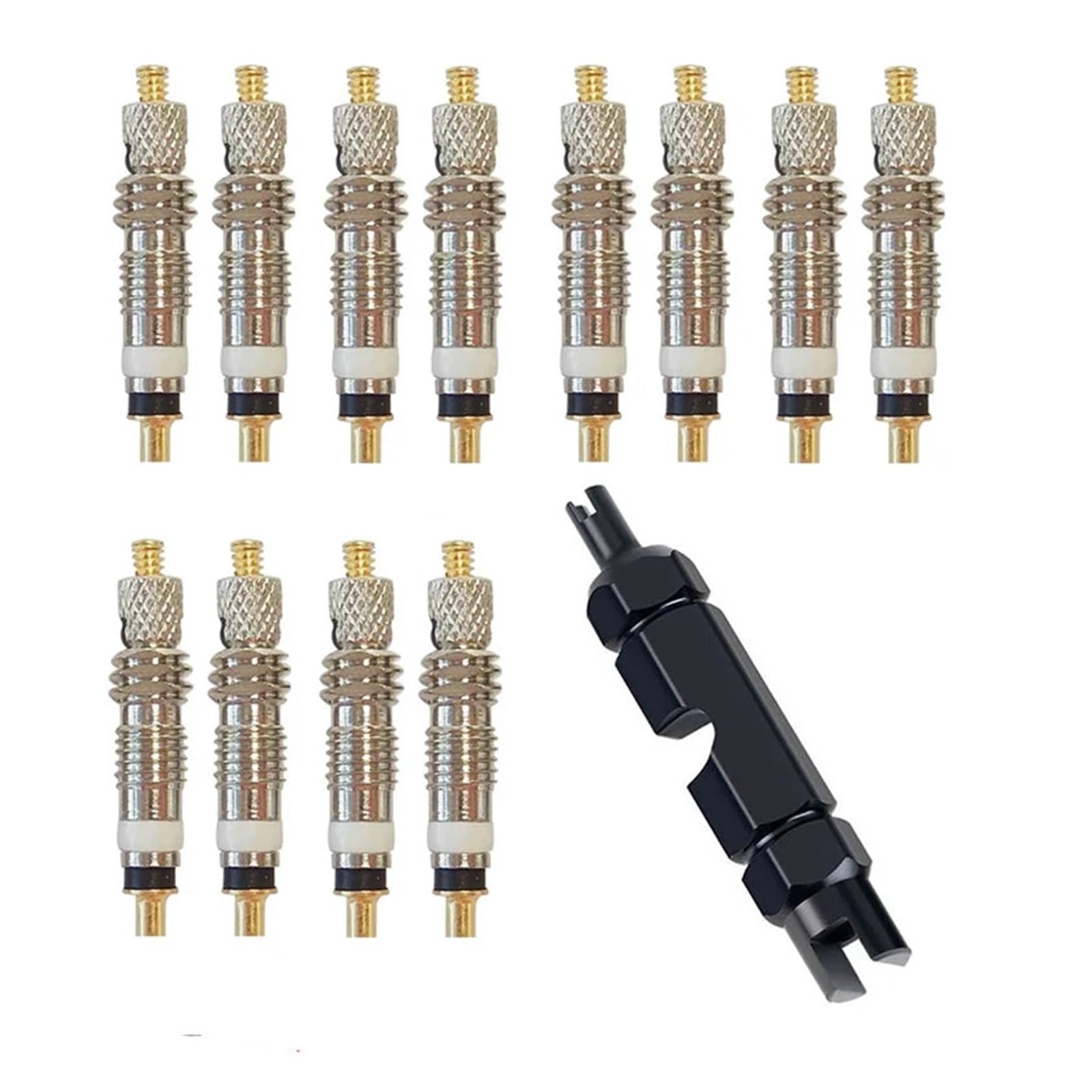 Dymkie 12Pcs Set A 6/12Pcs Bicycle Removable Valve Core Bike Replacement Brass Tubeless Remover Tool For Road(12Pcs Set A)
