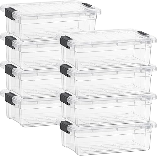 Miniatura 10 de Superio Cajas de almacenamiento transparentes con tapas, contenedores de plástico de 4.5 cuartos para organizar, cajas apilables, sin BPA, no