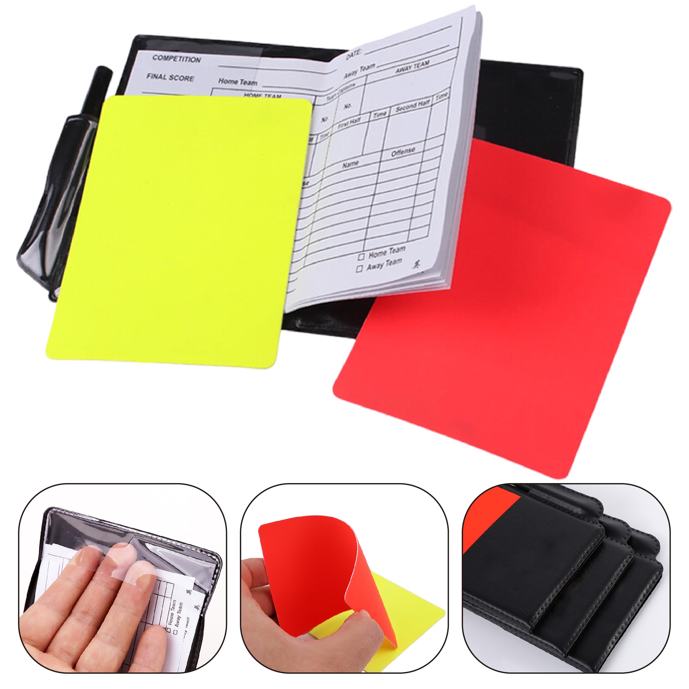 Cartes D'Arbitre De Football, 2 Métal Sifflet Arbitre, Cartons Jaune Et Rouge Carton Arbitre Set