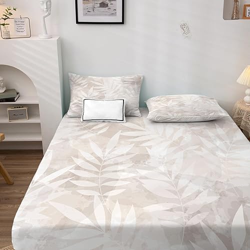 Miniatura 2 de Juego de sábanas para plantas tamaño King divididas, sábanas de hojas y fundas de almohada, 5 piezas, microfibra suave con bolsillo profundo, 2